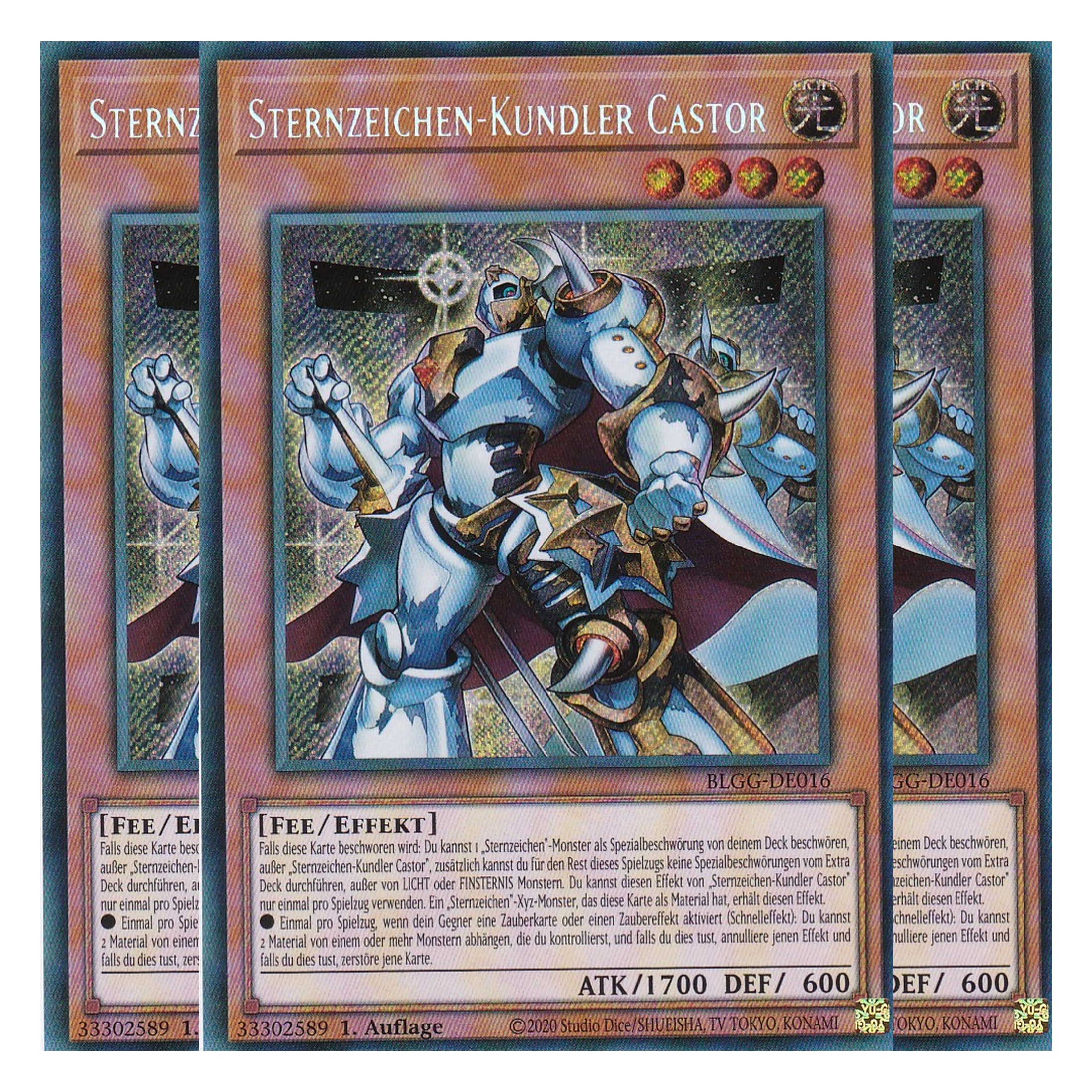 Sternzeichen-Kundler Castor - BLGG-DE016 - Secret Rare - Deutsch - 1. Auflage  - Battles of Legend: Glorious Gallery - Yu-Gi-Oh! - Playset (3 Kopien)