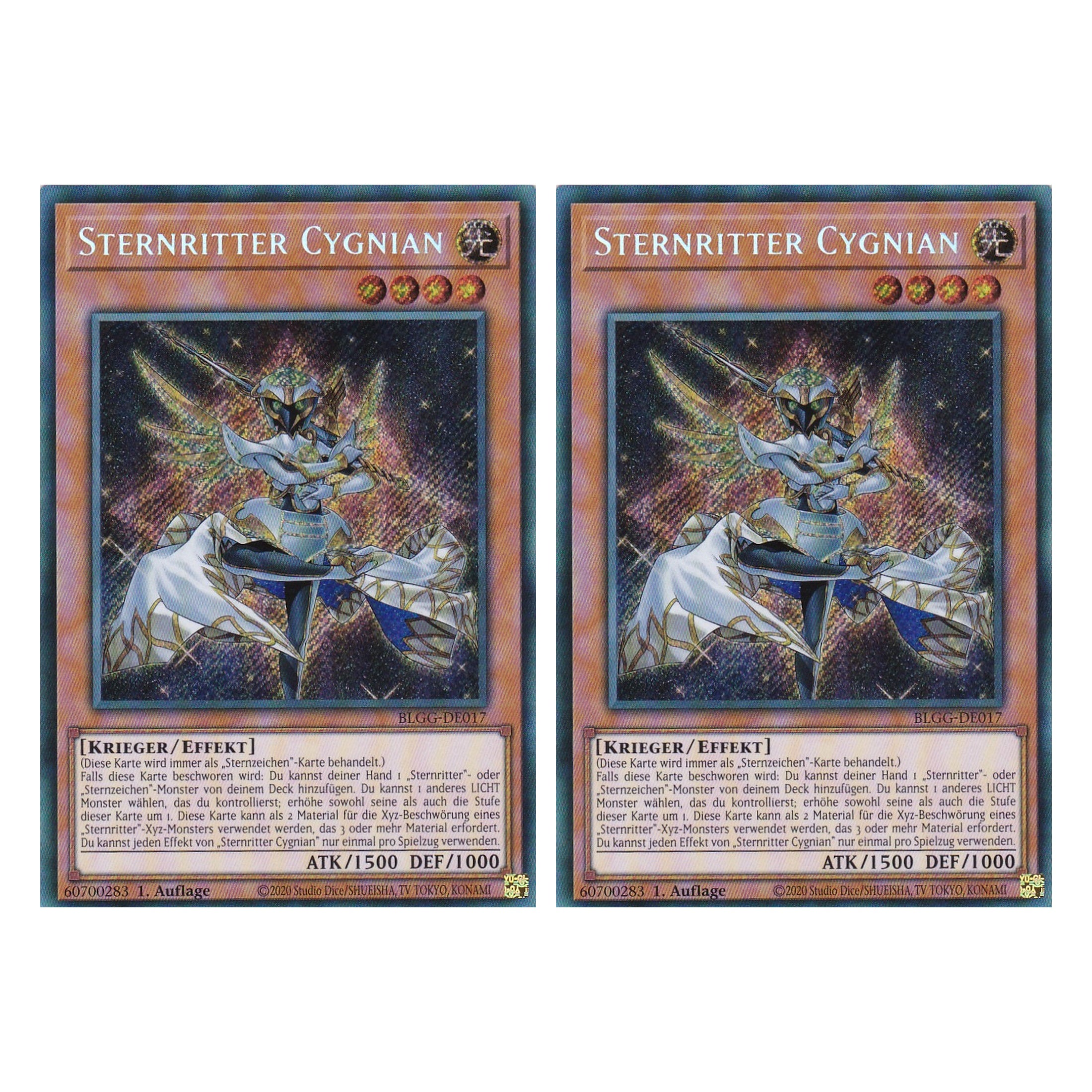 Sternritter Cygnian - BLGG-DE017 - Secret Rare - Deutsch - 1. Auflage  - Battles of Legend: Glorious Gallery - Yu-Gi-Oh! - Duo Set (2 Stück)