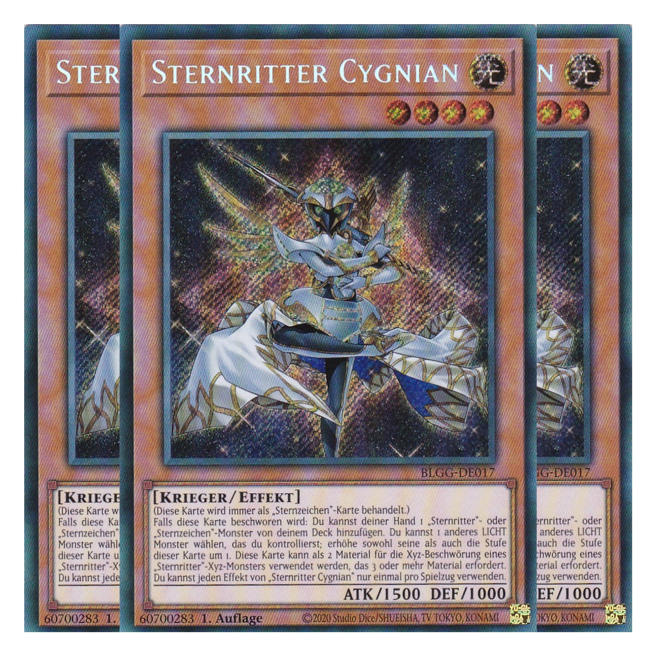 Sternritter Cygnian - BLGG-DE017 - Secret Rare - Deutsch - 1. Auflage  - Battles of Legend: Glorious Gallery - Yu-Gi-Oh! - Playset (3 Kopien)