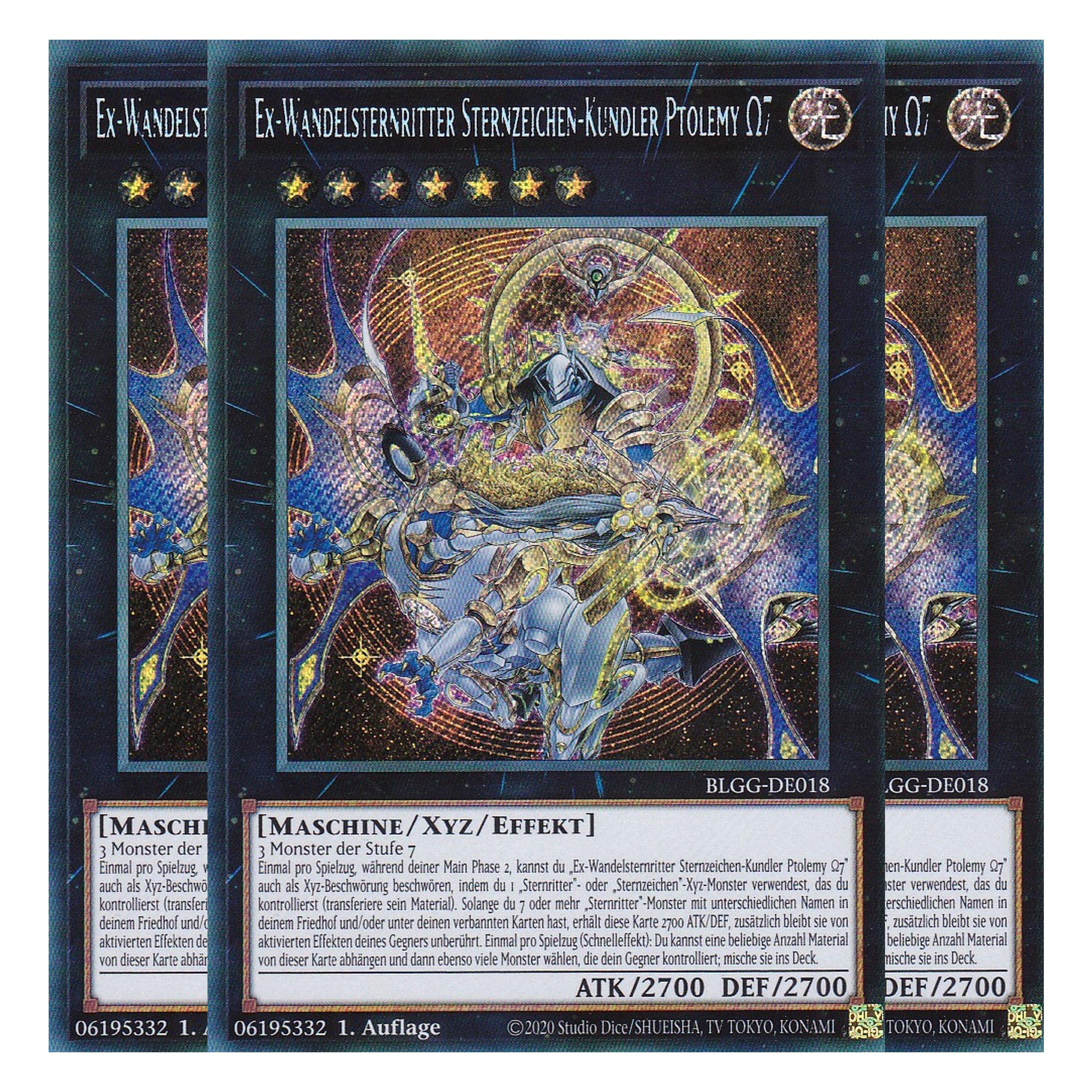 Ex-Wandelsternritter Sternzeichen-Kundler Ptolemy Ω7 - BLGG-DE018 - Secret Rare - Deutsch - 1. Auflage  - Battles of Legend: Glorious Gallery - Yu-Gi-Oh! - Playset (3 Kopien)