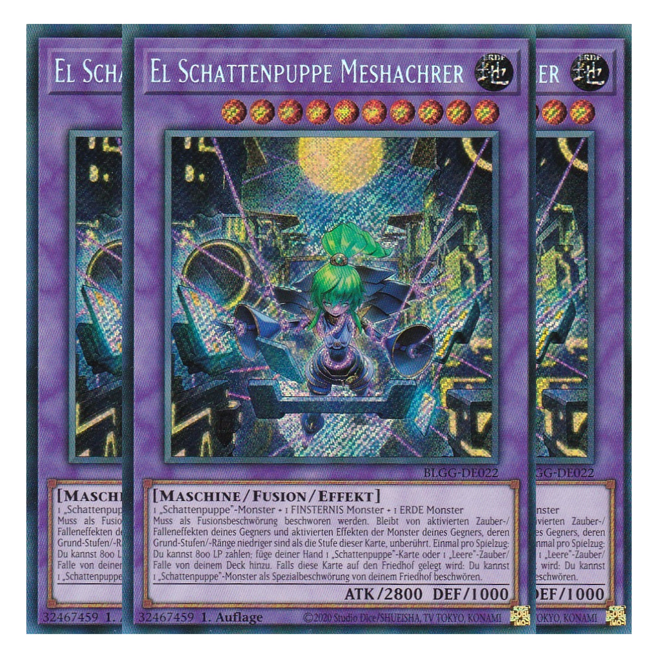 El Schattenpuppe Meshachrer - BLGG-DE022 - Secret Rare - Deutsch - 1. Auflage  - Battles of Legend: Glorious Gallery - Yu-Gi-Oh! - Playset (3 Kopien)