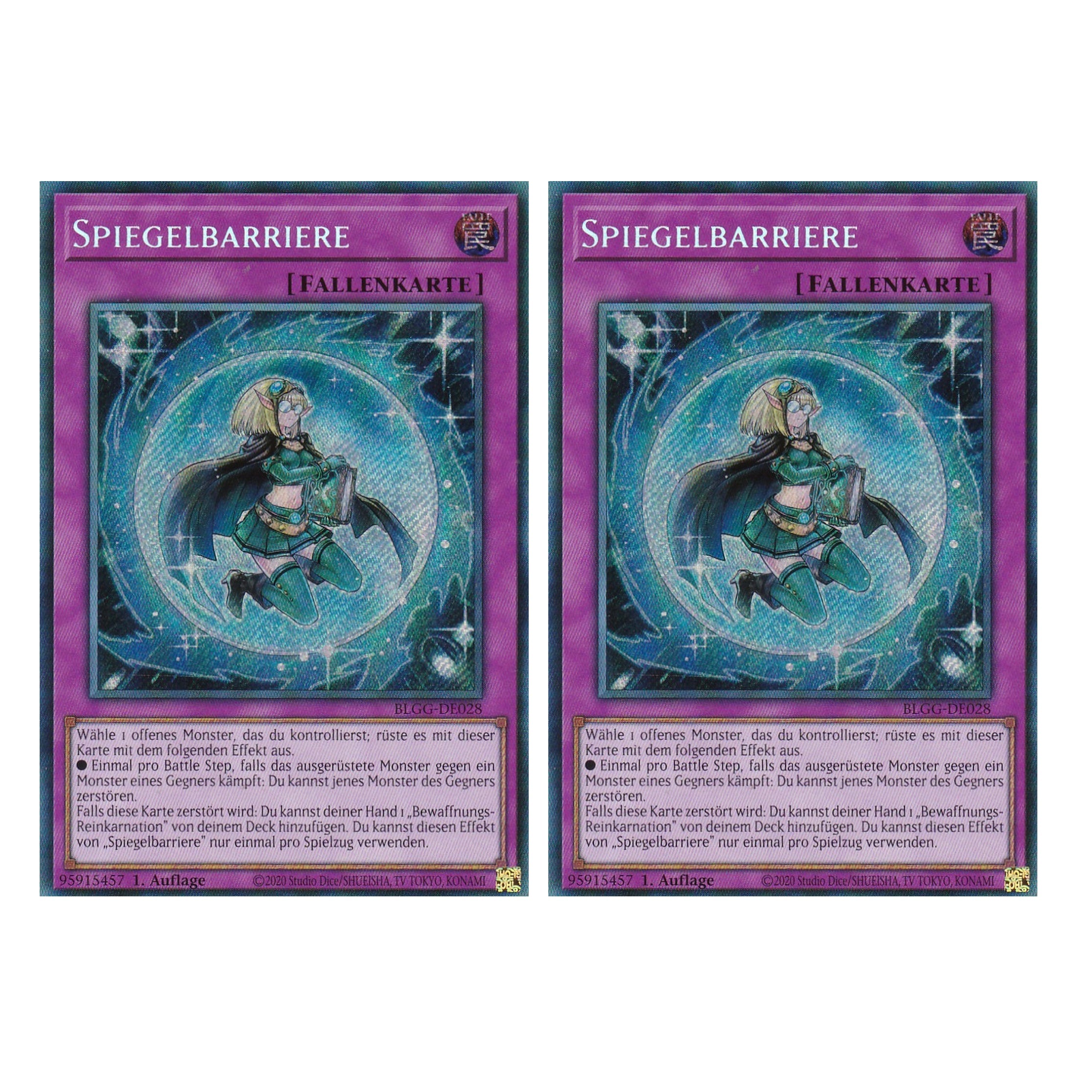 Spiegelbarriere - BLGG-DE028 - Secret Rare - Deutsch - 1. Auflage  - Battles of Legend: Glorious Gallery - Yu-Gi-Oh! - Duo Set (2 Stück)