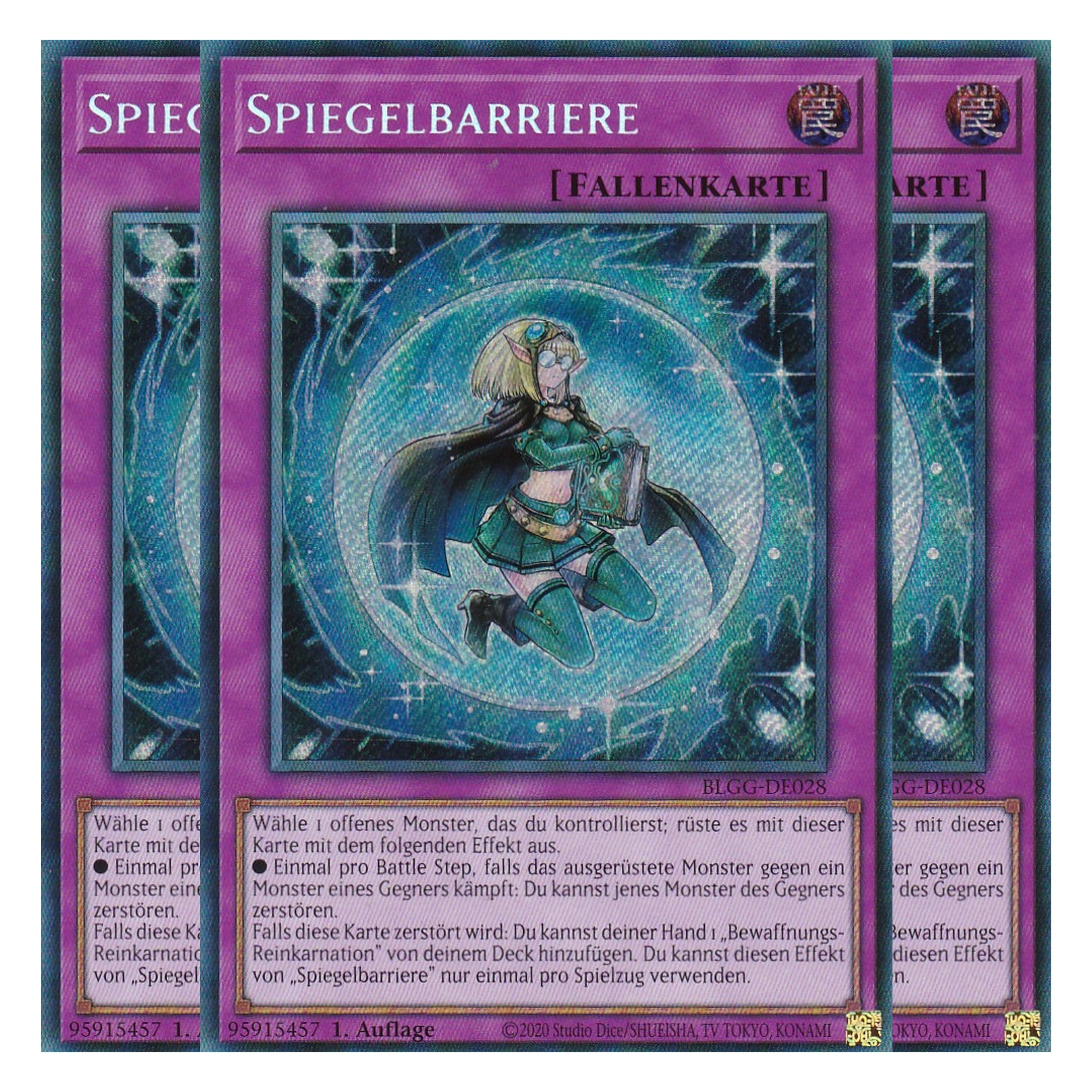 Spiegelbarriere - BLGG-DE028 - Secret Rare - Deutsch - 1. Auflage  - Battles of Legend: Glorious Gallery - Yu-Gi-Oh! - Playset (3 Kopien)