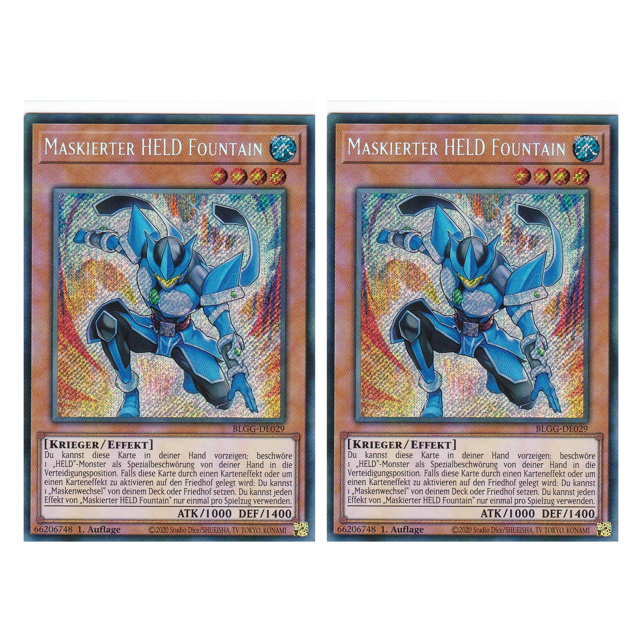 Maskierter HELD Fountain - BLGG-DE029 - Secret Rare - Deutsch - 1. Auflage  - Battles of Legend: Glorious Gallery - Yu-Gi-Oh! - Duo Set (2 Stück)
