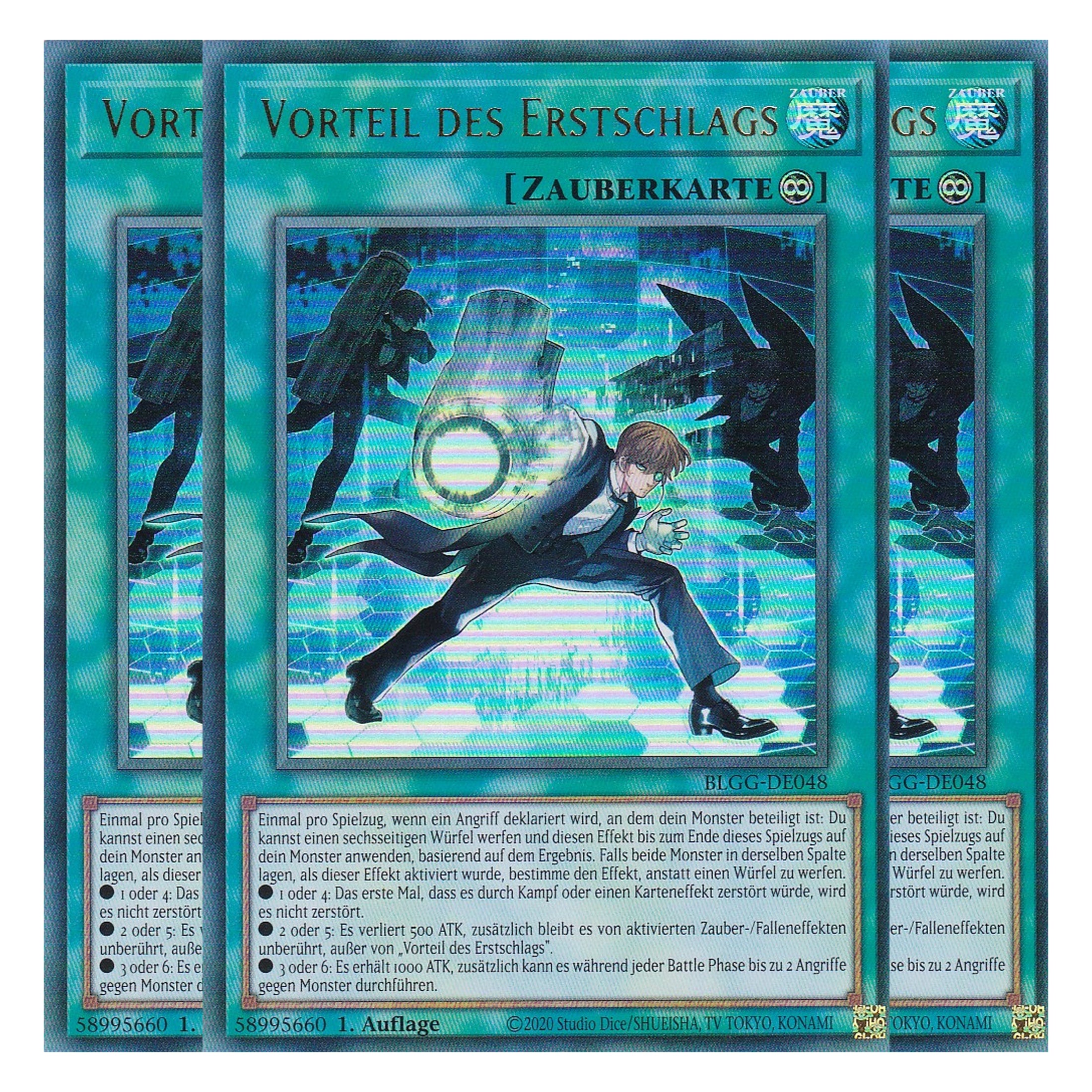 Vorteil des Erstschlags - BLGG-DE048 - Ultra Rare - Deutsch - 1. Auflage  - Battles of Legend: Glorious Gallery - Yu-Gi-Oh! - Playset (3 Kopien)