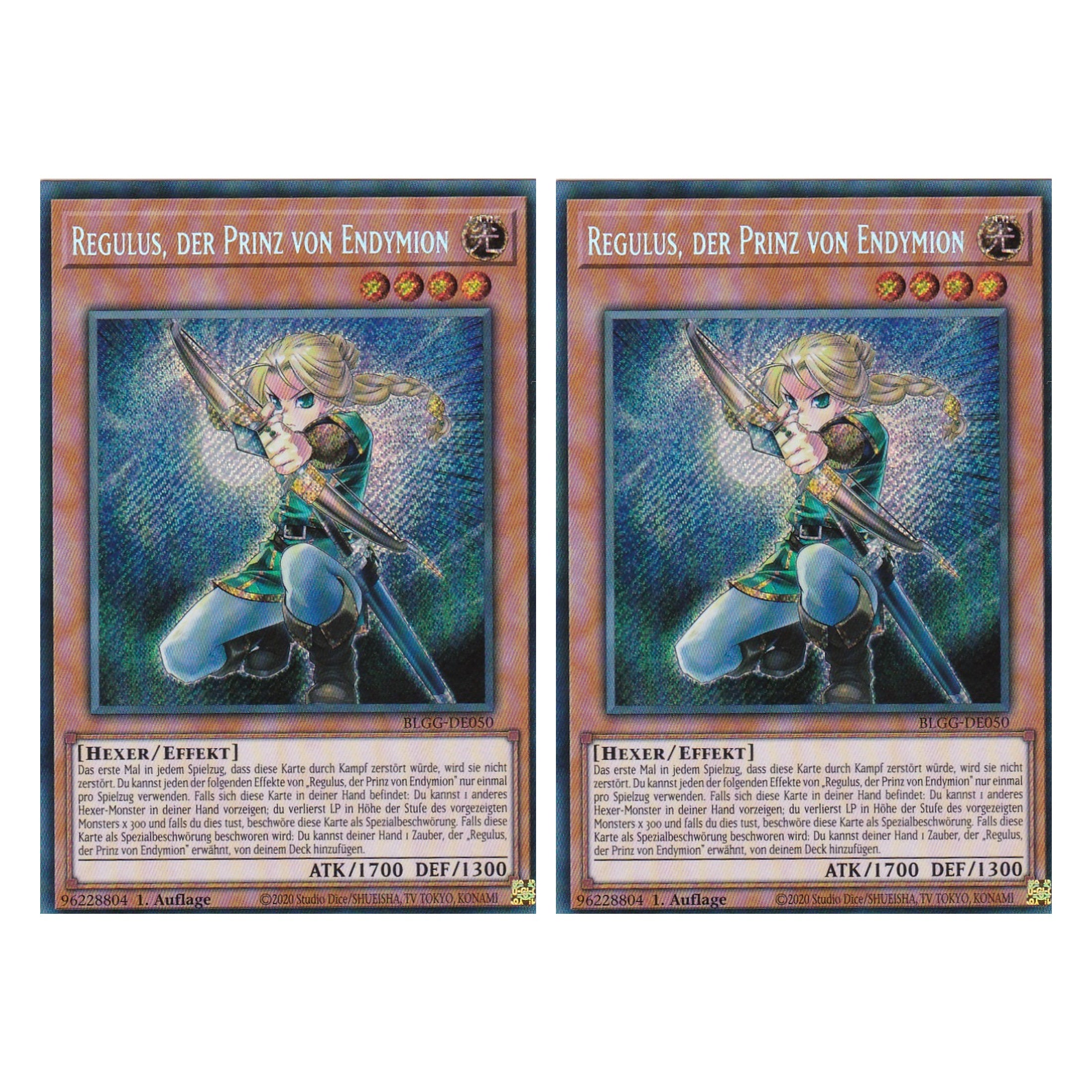 Regulus, der Prinz von Endymion - BLGG-DE050 - Secret Rare - Deutsch - 1. Auflage  - Battles of Legend: Glorious Gallery - Yu-Gi-Oh! - Duo Set (2 Stück)