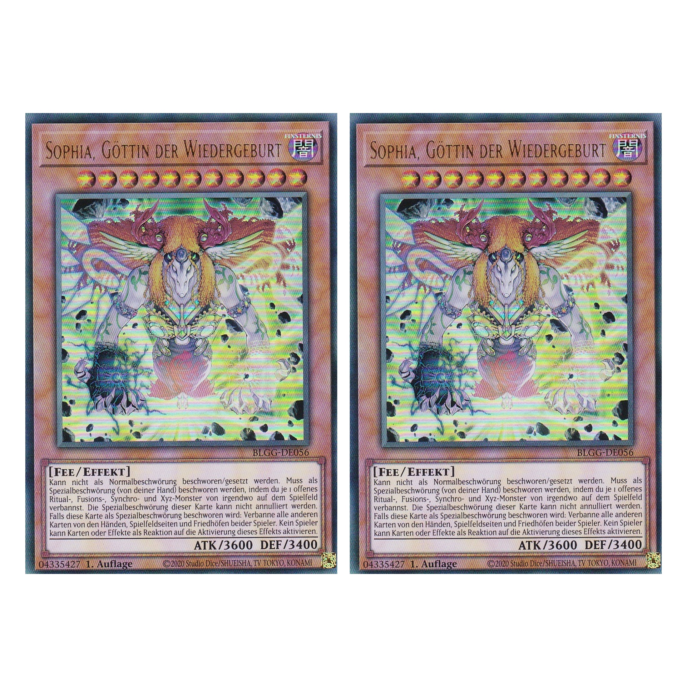 Sophia, Göttin der Wiedergeburt - BLGG-DE056 - Ultra Rare - Deutsch - 1. Auflage  - Battles of Legend: Glorious Gallery - Yu-Gi-Oh! - Duo Set (2 Stück)