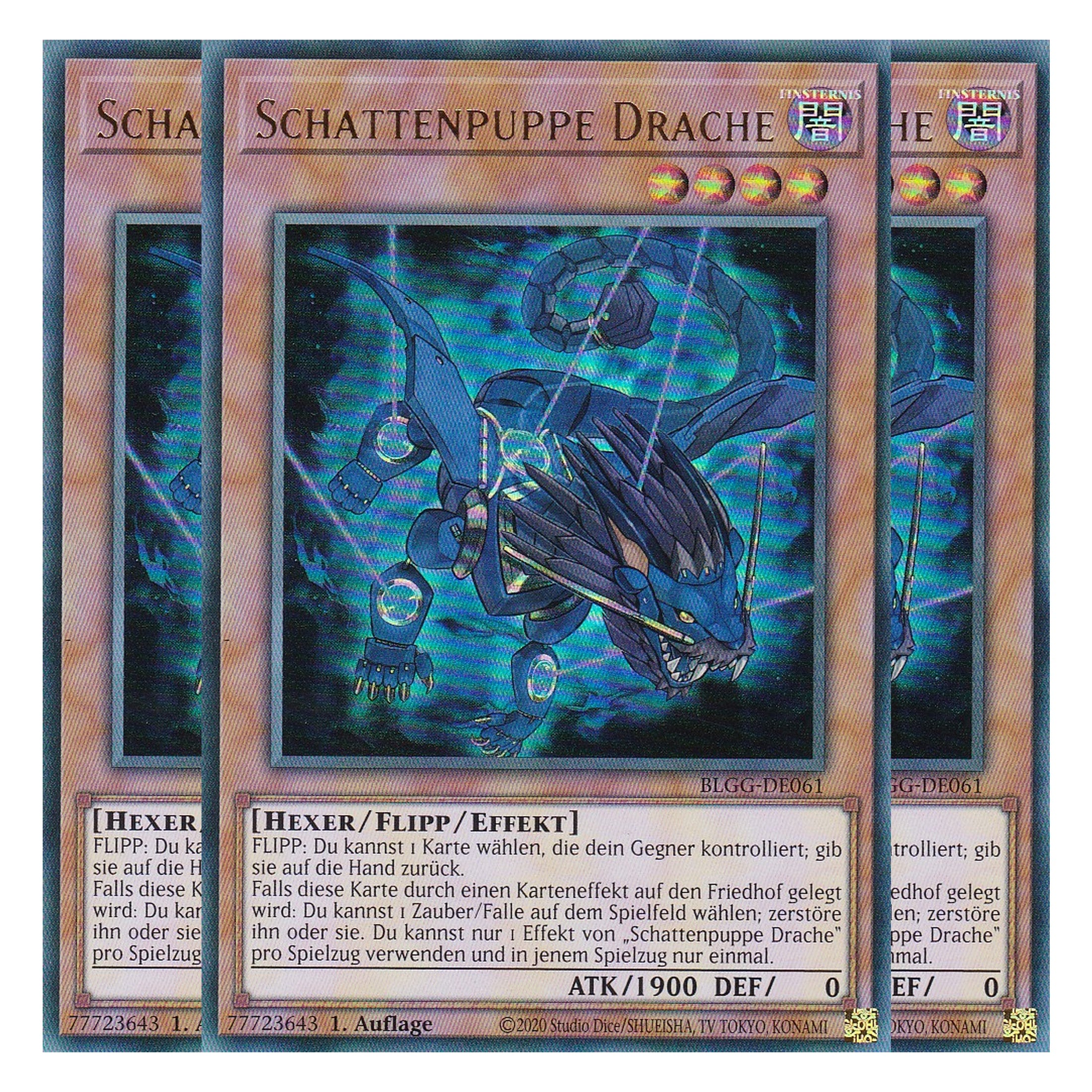 Schattenpuppe Drache - BLGG-DE061 - Ultra Rare - Deutsch - 1. Auflage  - Battles of Legend: Glorious Gallery - Yu-Gi-Oh! - Playset (3 Kopien)