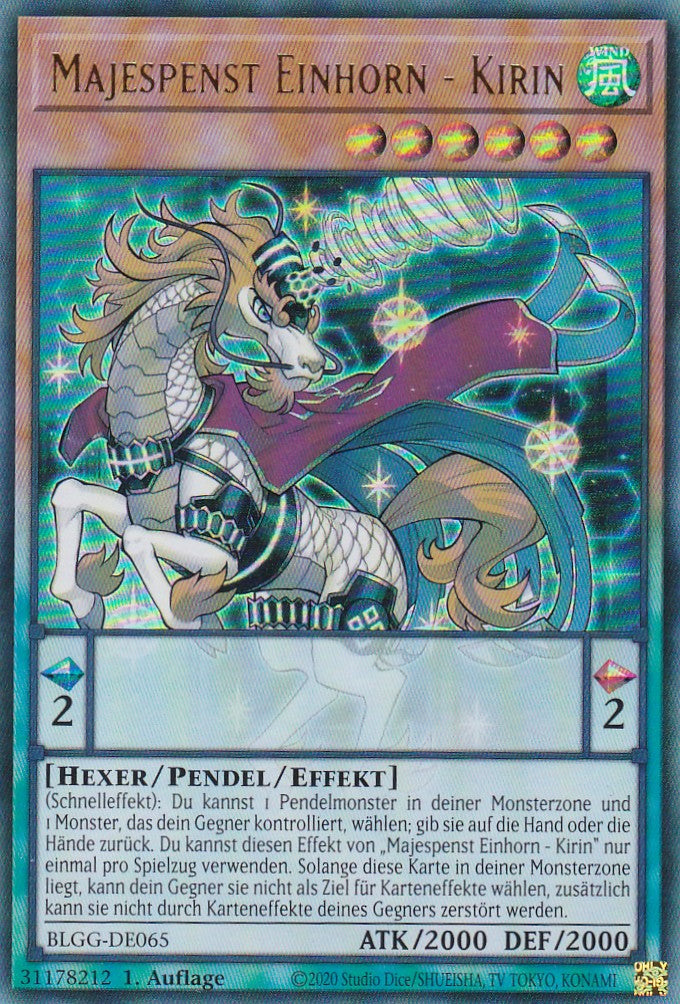 Majespenst Einhorn - Kirin - BLGG-DE065 - Ultra Rare - Deutsch - 1. Auflage - Battles of Legend: Glorious Gallery - Yu-Gi-Oh!