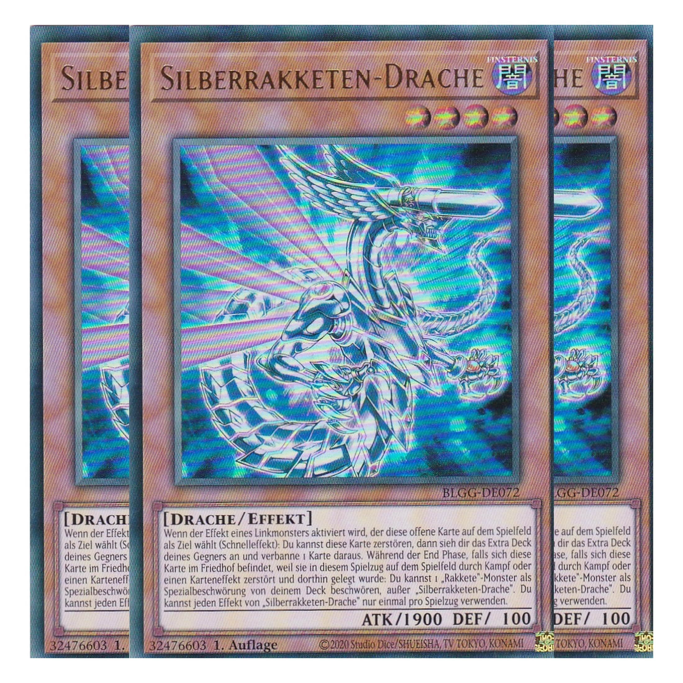 Silberrakketen-Drache - BLGG-DE072 - Ultra Rare - Deutsch - 1. Auflage  - Battles of Legend: Glorious Gallery - Yu-Gi-Oh! - Playset (3 Kopien)