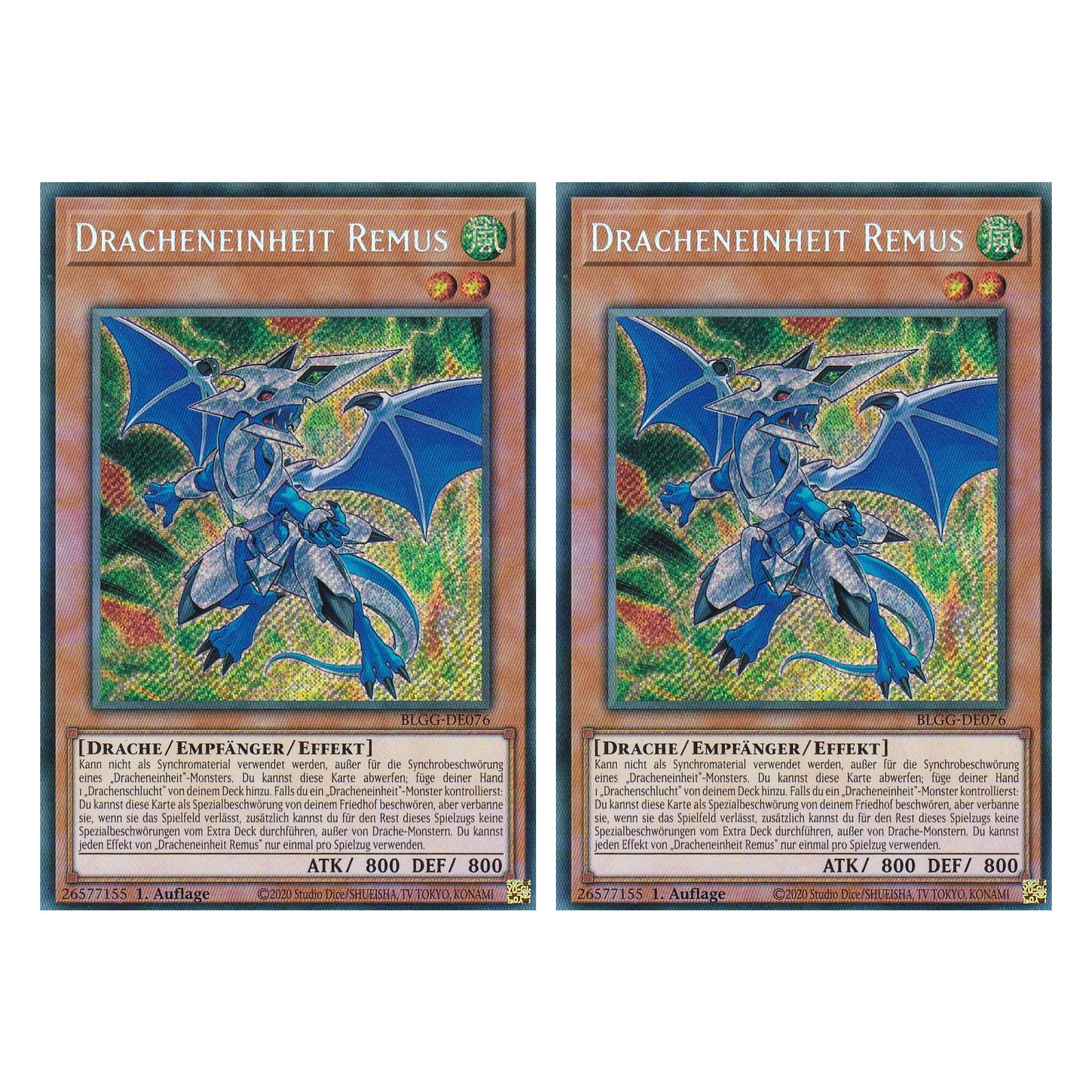 Dracheneinheit Remus - BLGG-DE076 - Secret Rare - Deutsch - 1. Auflage  - Battles of Legend: Glorious Gallery - Yu-Gi-Oh! - Duo Set (2 Stück)