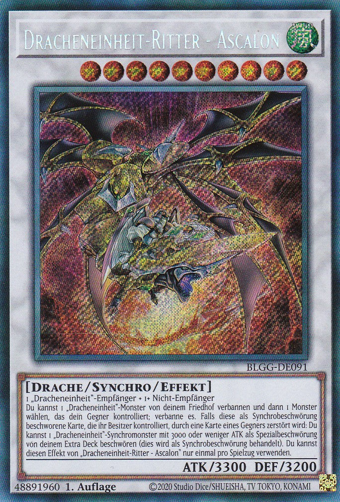 Dracheneinheit-Ritter - Ascalon - BLGG-DE091 - Secret Rare - Deutsch - 1. Auflage - Battles of Legend: Glorious Gallery - Yu-Gi-Oh!