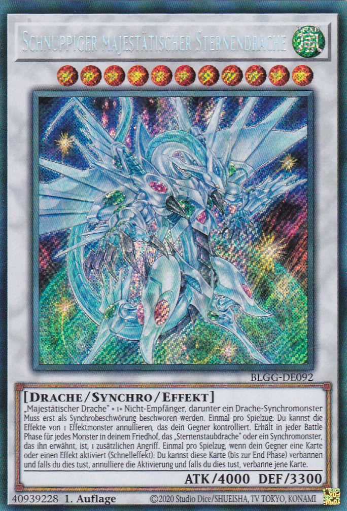 Schnuppiger majestätischer Sternendrache - BLGG-DE092 - Secret Rare - Deutsch - 1. Auflage - Battles of Legend: Glorious Gallery - Yu-Gi-Oh!