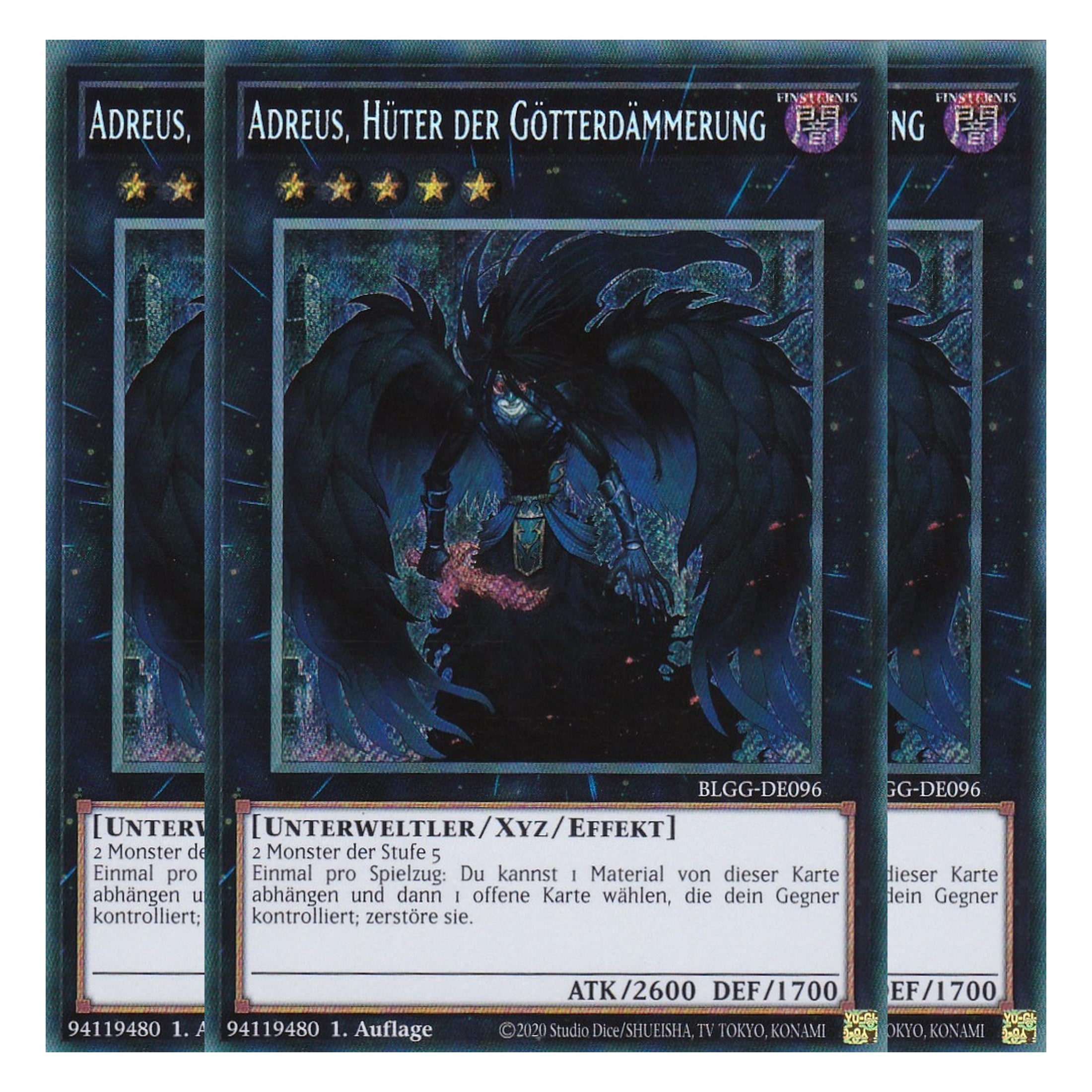 Adreus, Hüter der Götterdämmerung - BLGG-DE096 - Secret Rare - Deutsch - 1. Auflage  - Battles of Legend: Glorious Gallery - Yu-Gi-Oh! - Playset (3 Kopien)