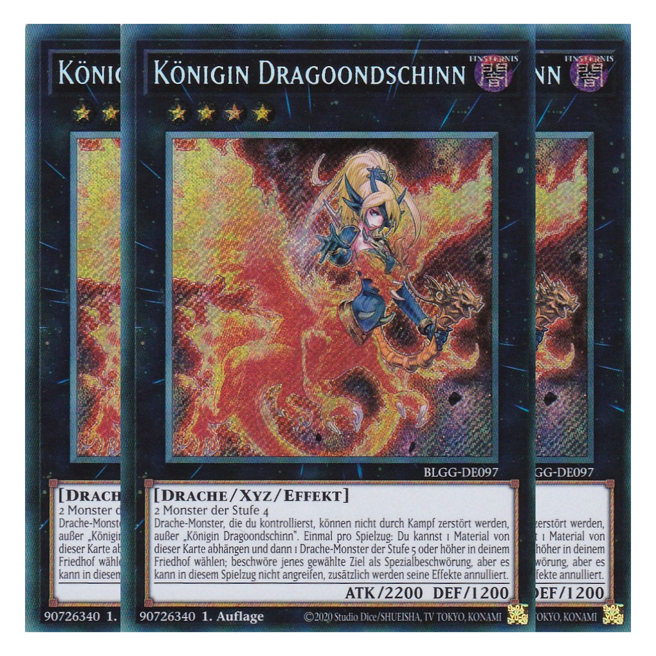 Königin Dragoondschinn - BLGG-DE097 - Secret Rare - Deutsch - 1. Auflage  - Battles of Legend: Glorious Gallery - Yu-Gi-Oh! - Playset (3 Kopien)