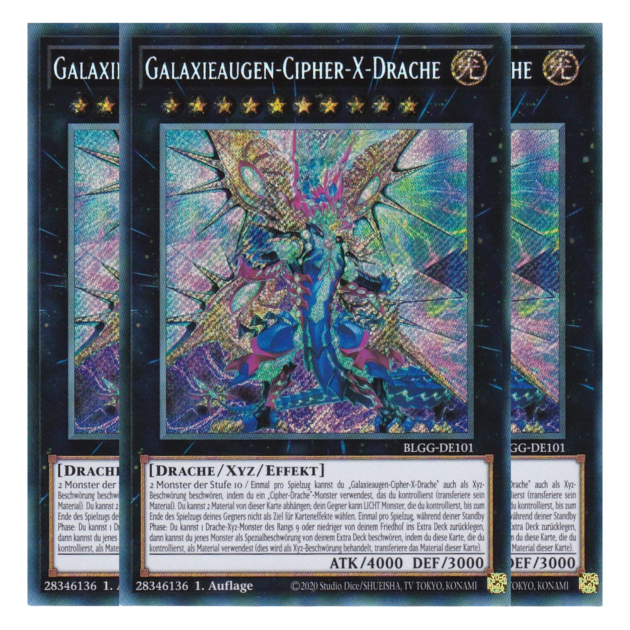 Galaxieaugen-Cipher-X-Drache - BLGG-DE101 - Secret Rare - Deutsch - 1. Auflage  - Battles of Legend: Glorious Gallery - Yu-Gi-Oh! - Playset (3 Kopien)