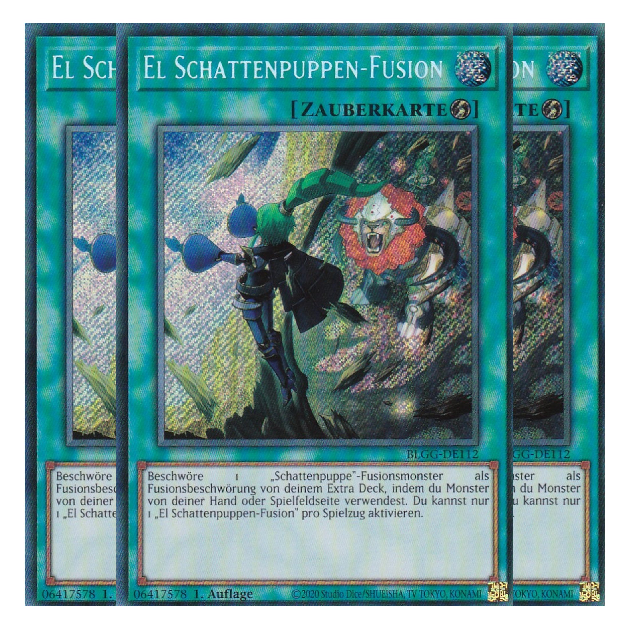 El Schattenpuppen-Fusion - BLGG-DE112 - Secret Rare - Deutsch - 1. Auflage  - Battles of Legend: Glorious Gallery - Yu-Gi-Oh! - Playset (3 Kopien)