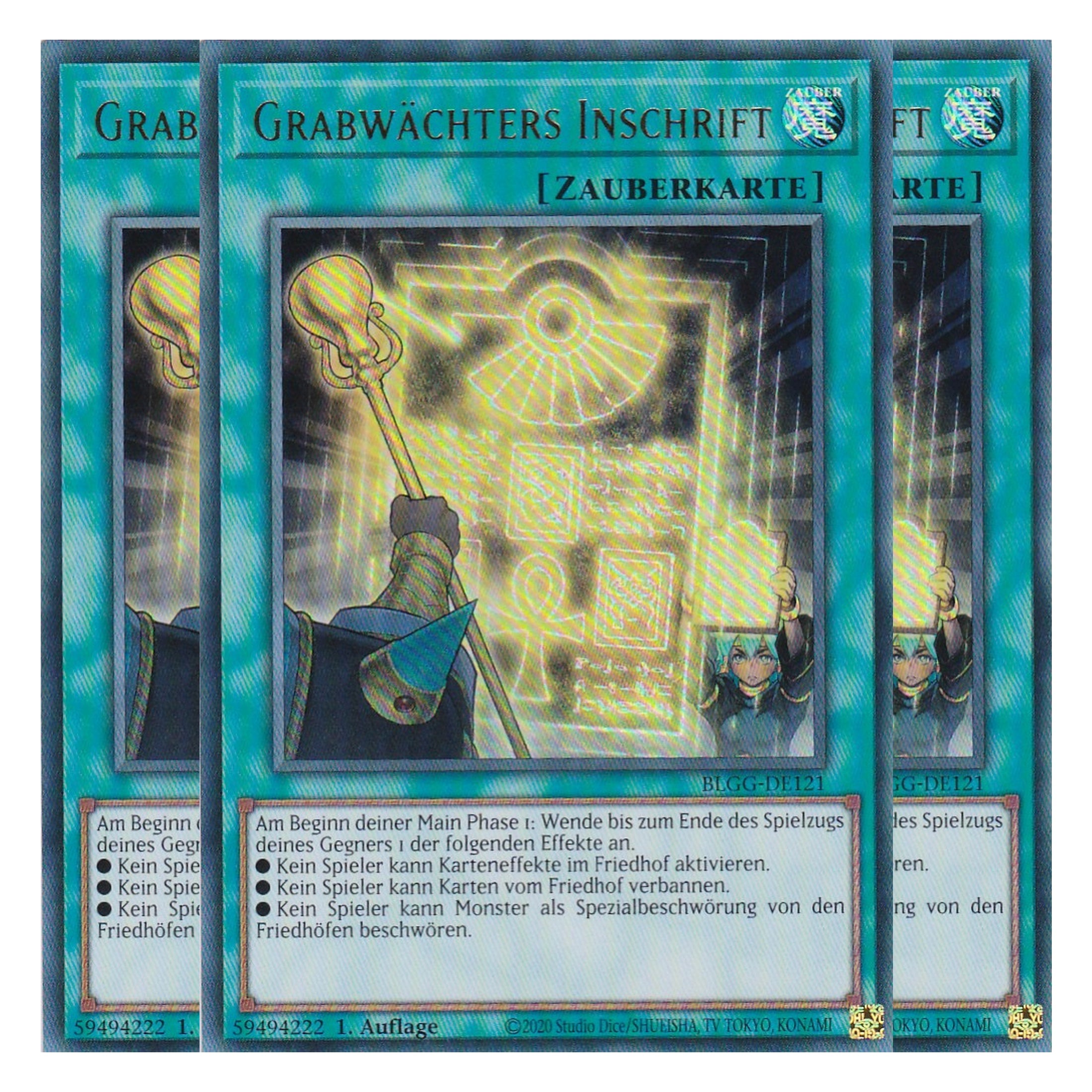 Grabwächters Inschrift - BLGG-DE121 - Ultra Rare - Deutsch - 1. Auflage  - Battles of Legend: Glorious Gallery - Yu-Gi-Oh! - Playset (3 Kopien)