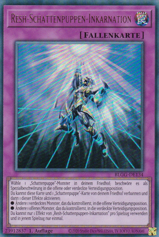 Resh-Schattenpuppen-Inkarnation - BLGG-DE134 - Ultra Rare - Deutsch - 1. Auflage - Battles of Legend: Glorious Gallery - Yu-Gi-Oh!