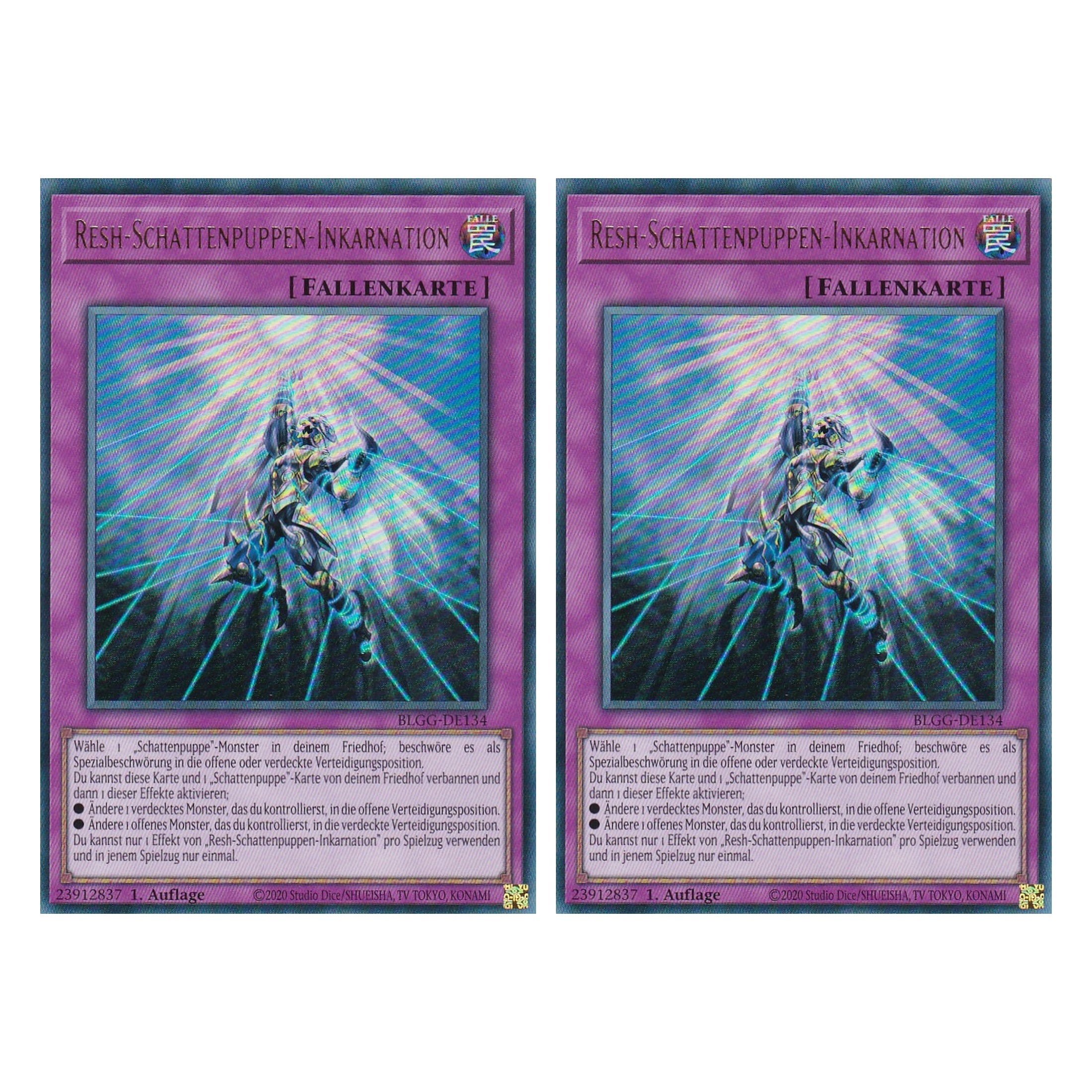 Resh-Schattenpuppen-Inkarnation - BLGG-DE134 - Ultra Rare - Deutsch - 1. Auflage  - Battles of Legend: Glorious Gallery - Yu-Gi-Oh! - Duo Set (2 Stück)