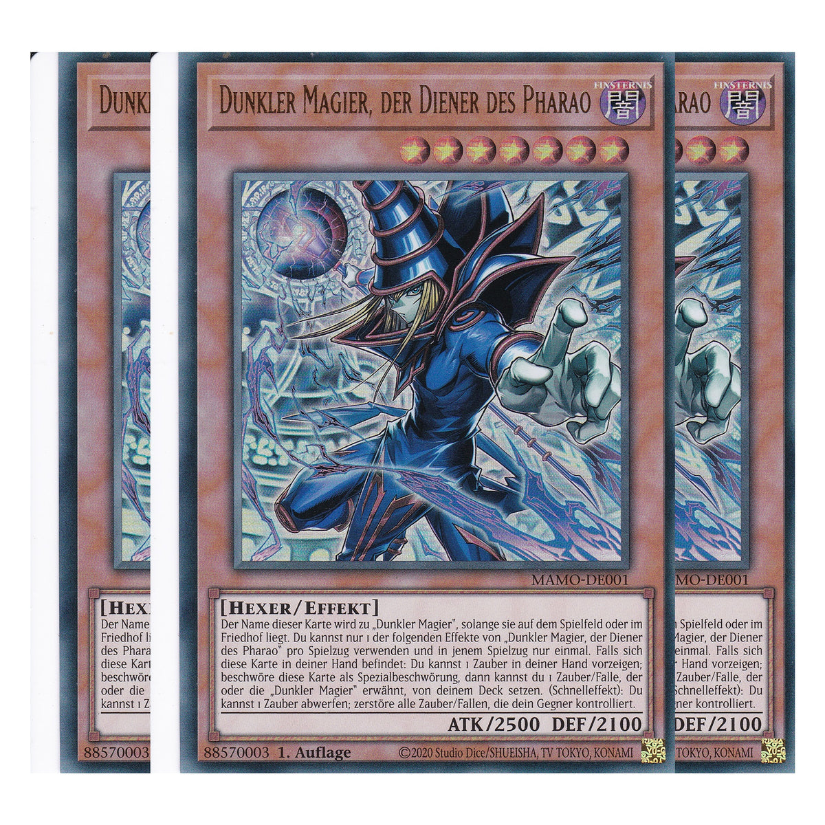 MAMO-DE001 - Dunkler Magier, der Diener des Pharao - Ultra Rare - Deutsch - 1. Auflage - Magnificent Monsters - Playset (3 Kopien) - Yu-Gi-Oh!