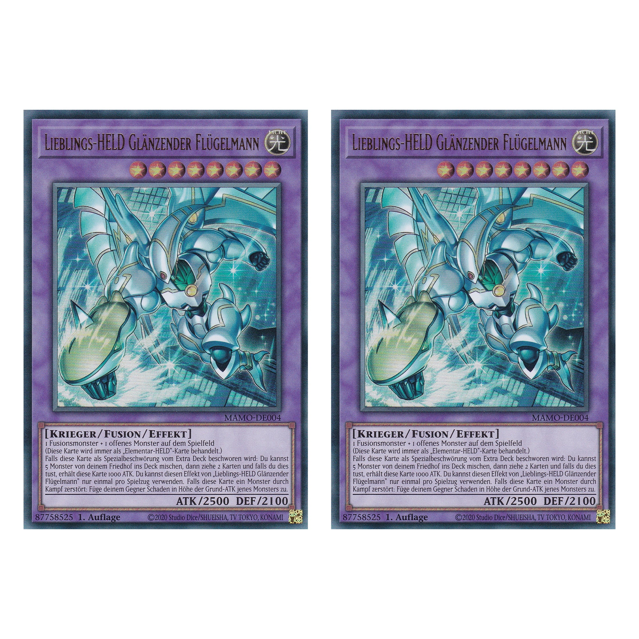 MAMO-DE004 - Lieblings-HELD Glänzender Flügelmann - Ultra Rare - Deutsch - 1. Auflage - Magnificent Monsters - Duo Set (2 Stück) - Yu-Gi-Oh!