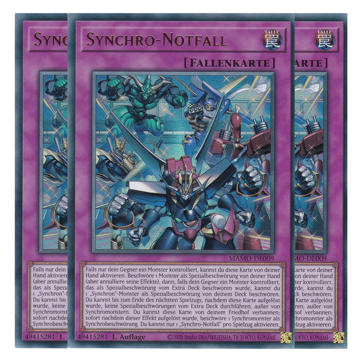 MAMO-DE009 - Synchro-Notfall - Ultra Rare - Deutsch - 1. Auflage - Magnificent Monsters - Playset (3 Kopien) - Yu-Gi-Oh!