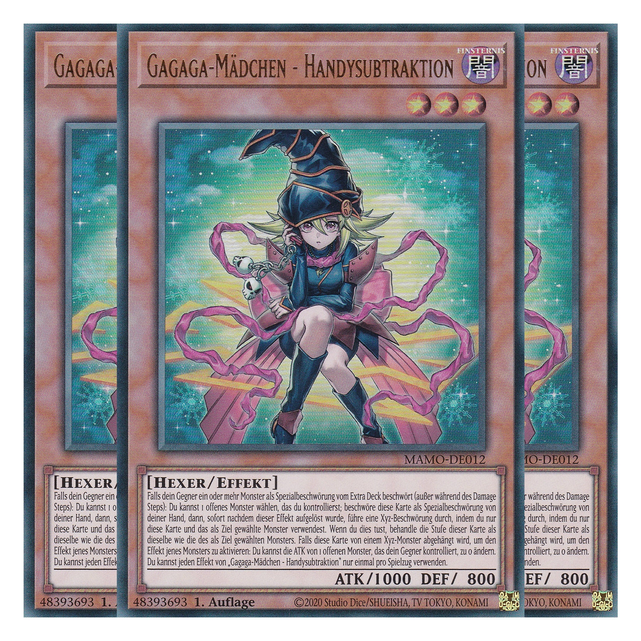 MAMO-DE012 - Gagaga-Mädchen - Handysubtraktion - Ultra Rare - Deutsch - 1. Auflage - Magnificent Monsters - Playset (3 Kopien) - Yu-Gi-Oh!