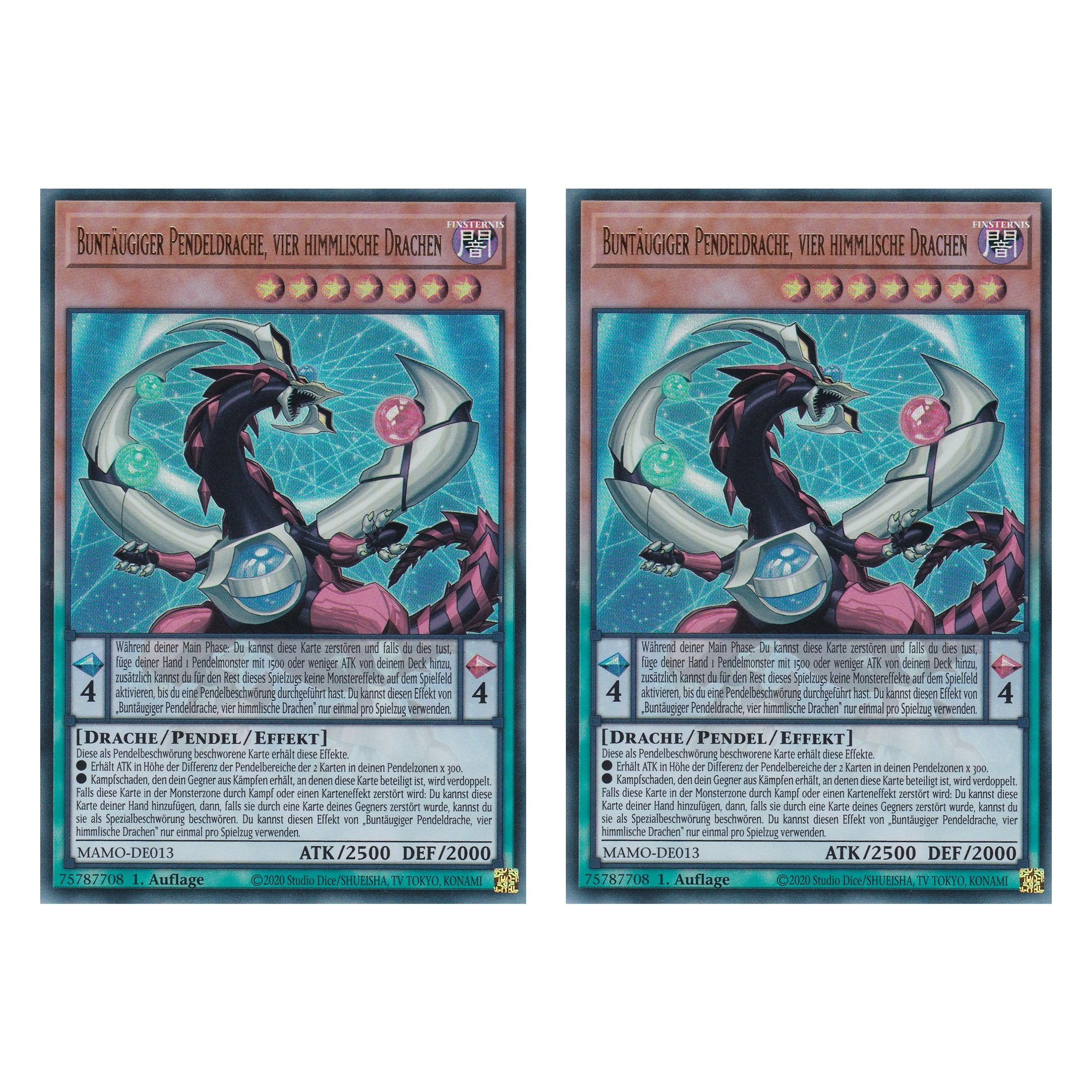 MAMO-DE013 - Buntäugiger Pendeldrache, vier himmlische Drachen - Ultra Rare - Deutsch - 1. Auflage - Magnificent Monsters - Duo Set (2 Stück) - Yu-Gi-Oh!