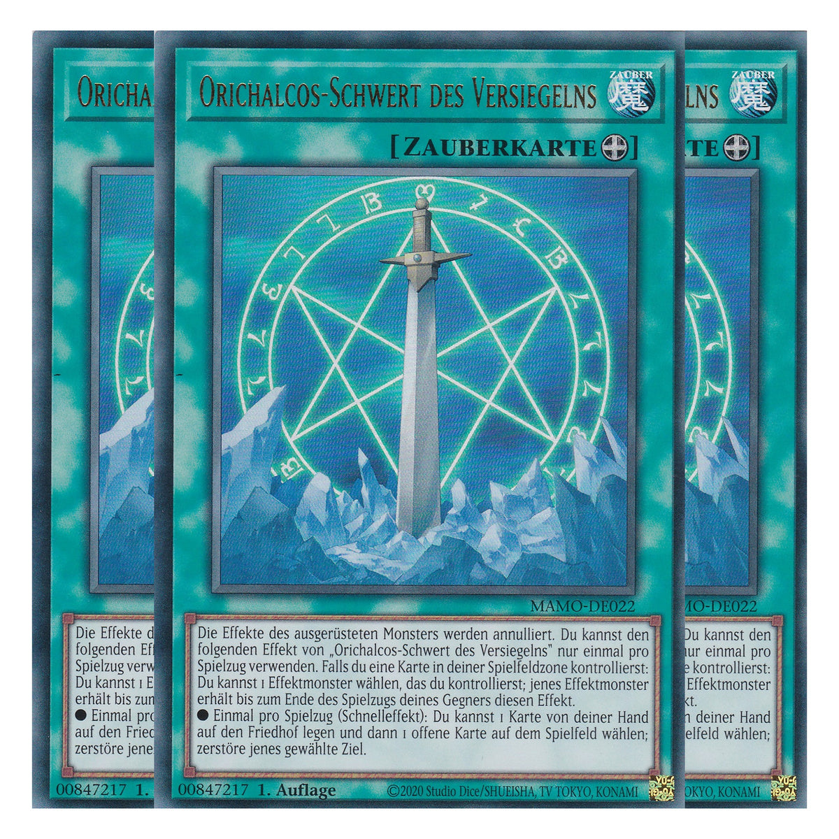MAMO-DE022 - Orichalcos-Schwert des Versiegelns - Ultra Rare - Deutsch - 1. Auflage - Magnificent Monsters - Playset (3 Kopien) - Yu-Gi-Oh!