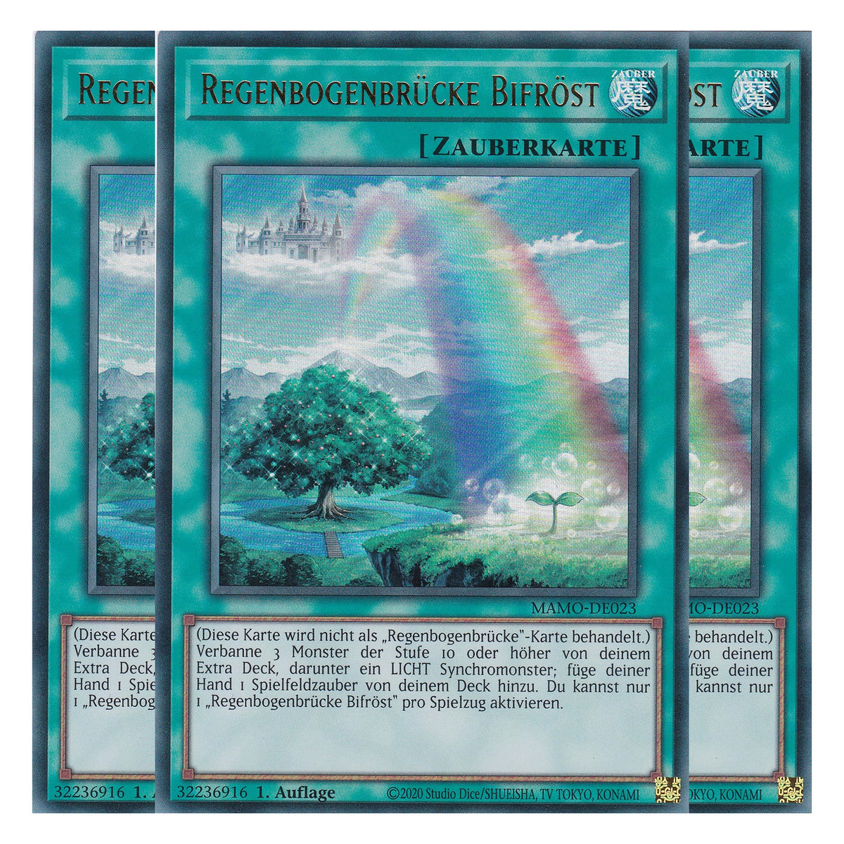 MAMO-DE023 - Regenbogenbrücke Bifröst - Ultra Rare - Deutsch - 1. Auflage - Magnificent Monsters - Playset (3 Kopien) - Yu-Gi-Oh!