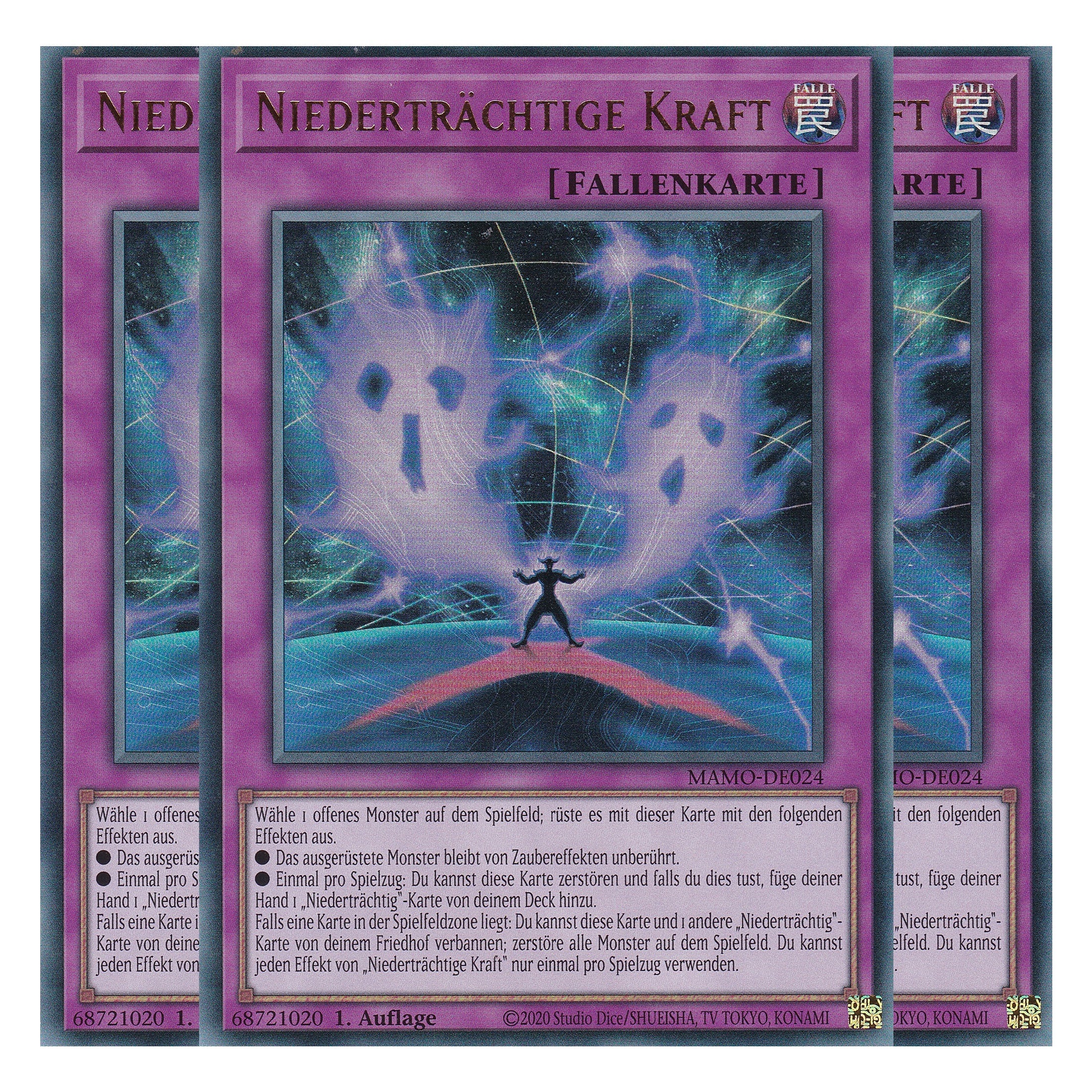 MAMO-DE024 - Niederträchtige Kraft - Ultra Rare - Deutsch - 1. Auflage - Magnificent Monsters - Playset (3 Kopien) - Yu-Gi-Oh!