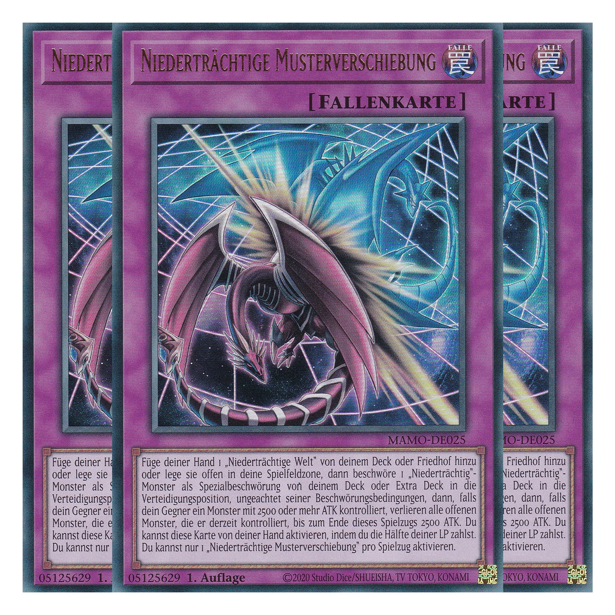 MAMO-DE025 - Niederträchtige Musterverschiebung - Ultra Rare - Deutsch - 1. Auflage - Magnificent Monsters - Playset (3 Kopien) - Yu-Gi-Oh!