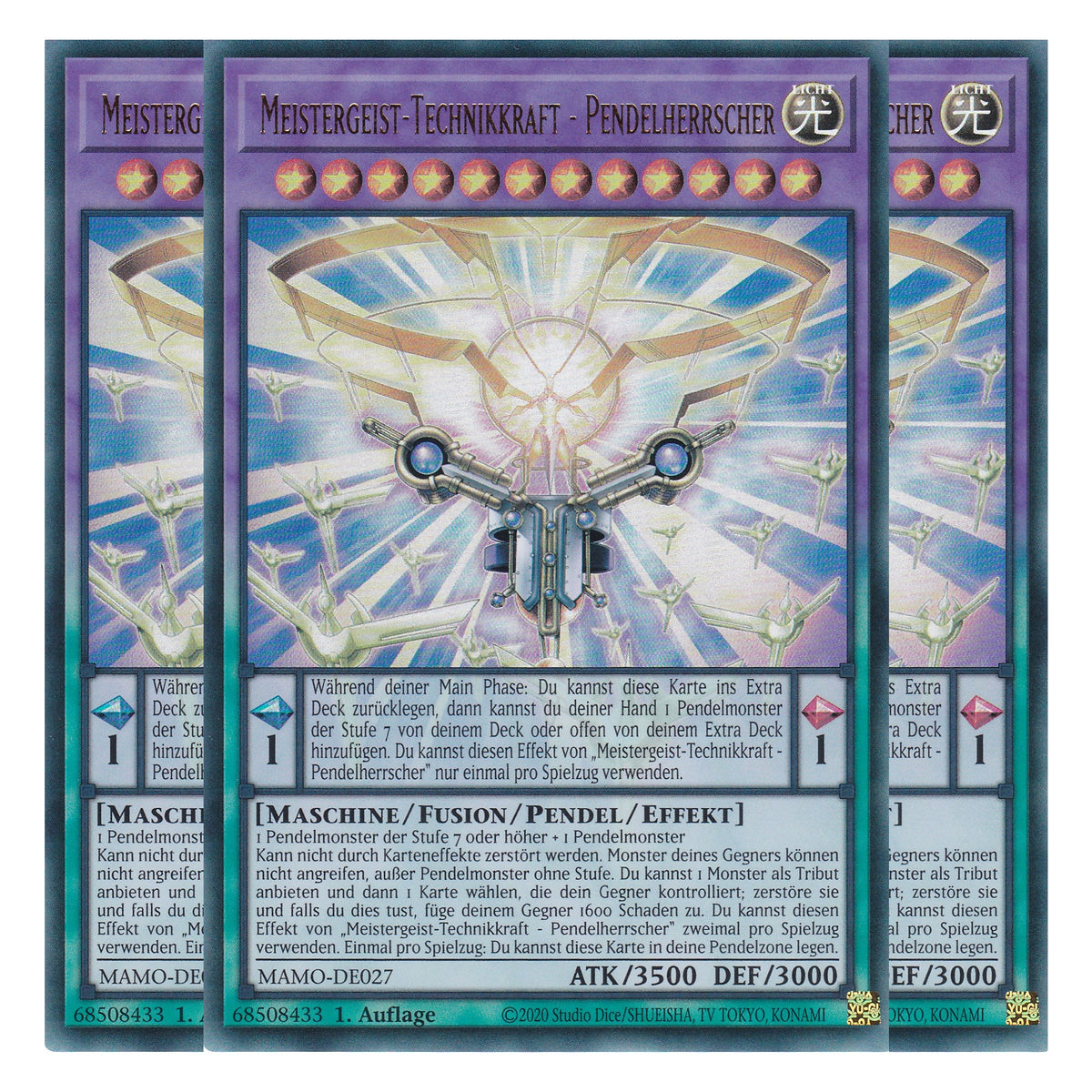 MAMO-DE027 - Meistergeist-Technikkraft - Pendelherrscher - Ultra Rare - Deutsch - 1. Auflage - Magnificent Monsters - Playset (3 Kopien) - Yu-Gi-Oh!