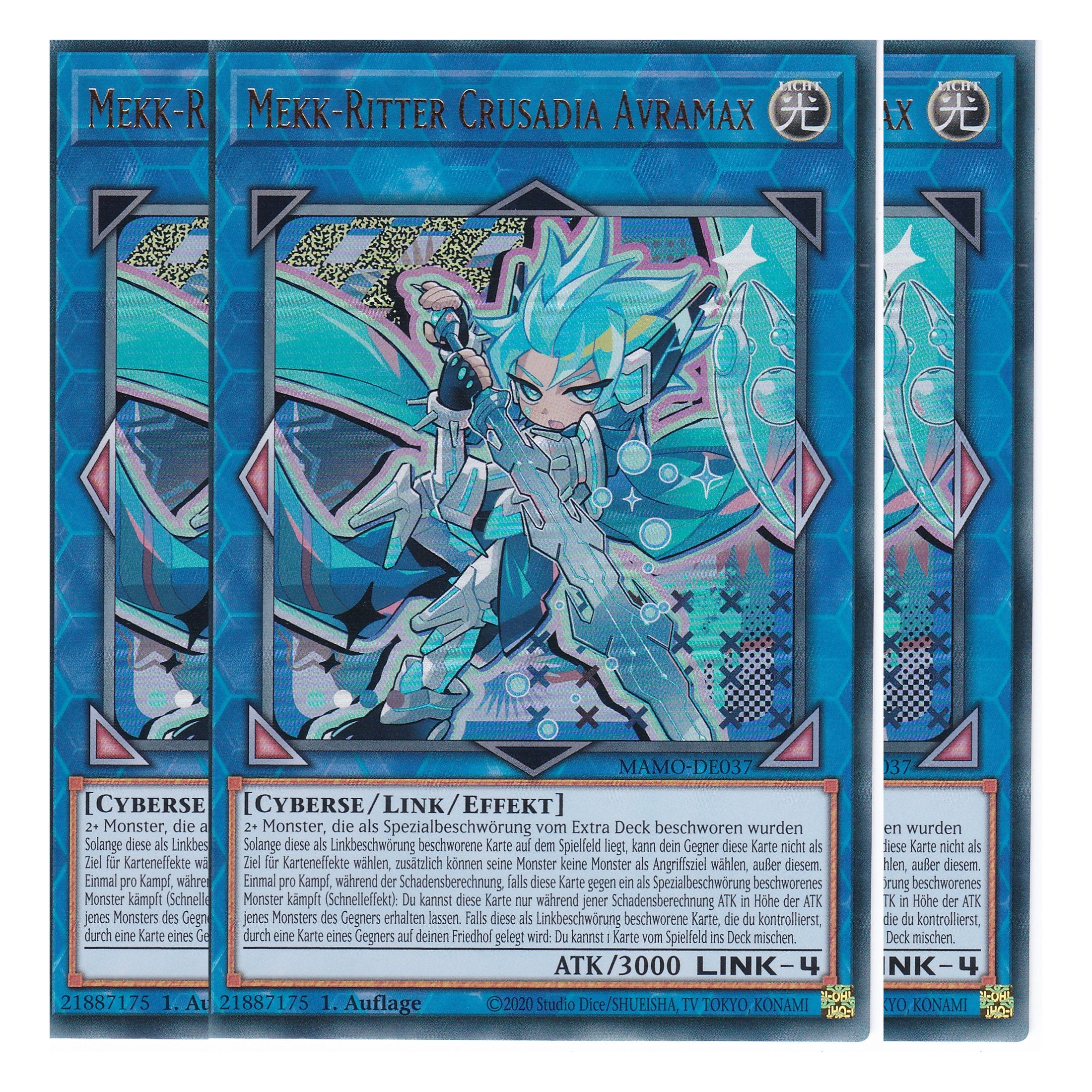 MAMO-DE037 - Mekk-Ritter Crusadia Avramax - Ultra Rare - Deutsch - 1. Auflage - Magnificent Monsters - Playset (3 Kopien) - Yu-Gi-Oh!