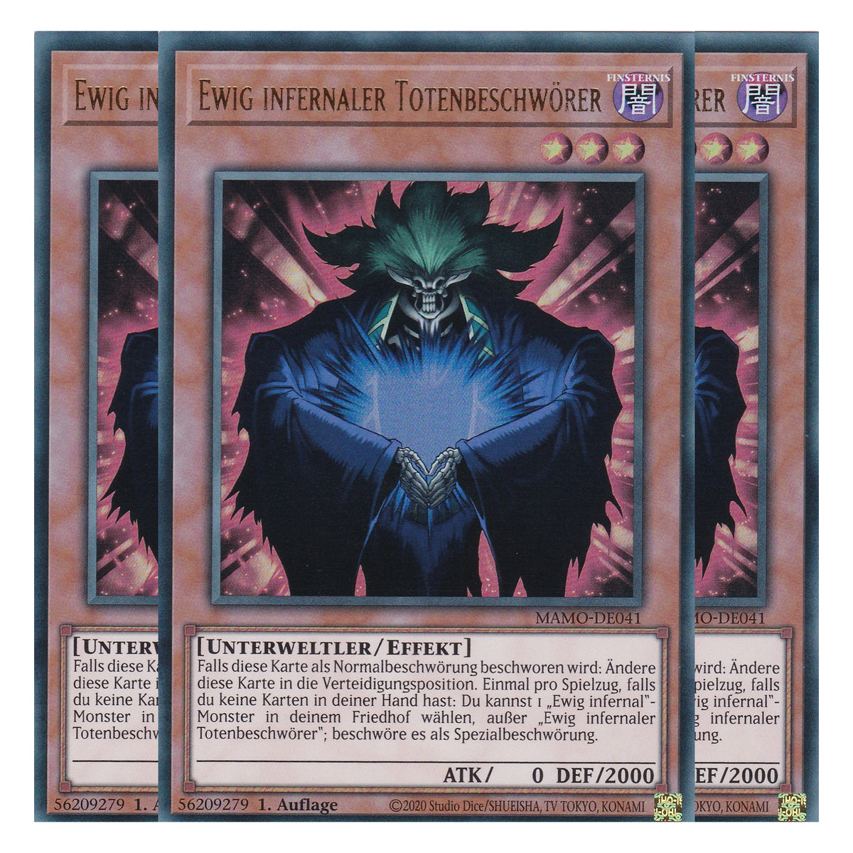 MAMO-DE041 - Ewig infernaler Totenbeschwörer - Ultra Rare - Deutsch - 1. Auflage - Magnificent Monsters - Playset (3 Kopien) - Yu-Gi-Oh!
