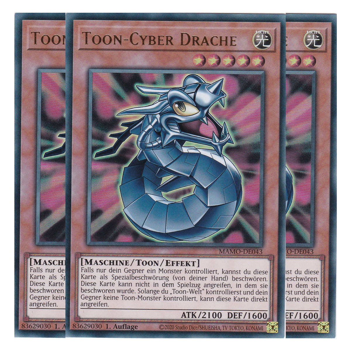 MAMO-DE043 - Toon-Cyber Drache - Ultra Rare - Deutsch - 1. Auflage - Magnificent Monsters - Playset (3 Kopien) - Yu-Gi-Oh!