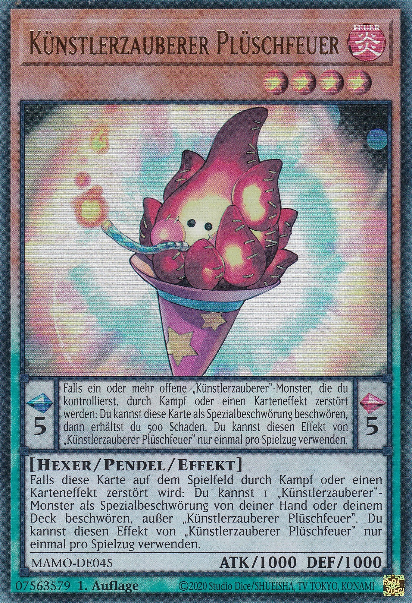 MAMO-DE045 - Künstlerzauberer Plüschfeuer - Ultra Rare - Deutsch - 1. Auflage - Magnificent Monsters - Yu-Gi-Oh!