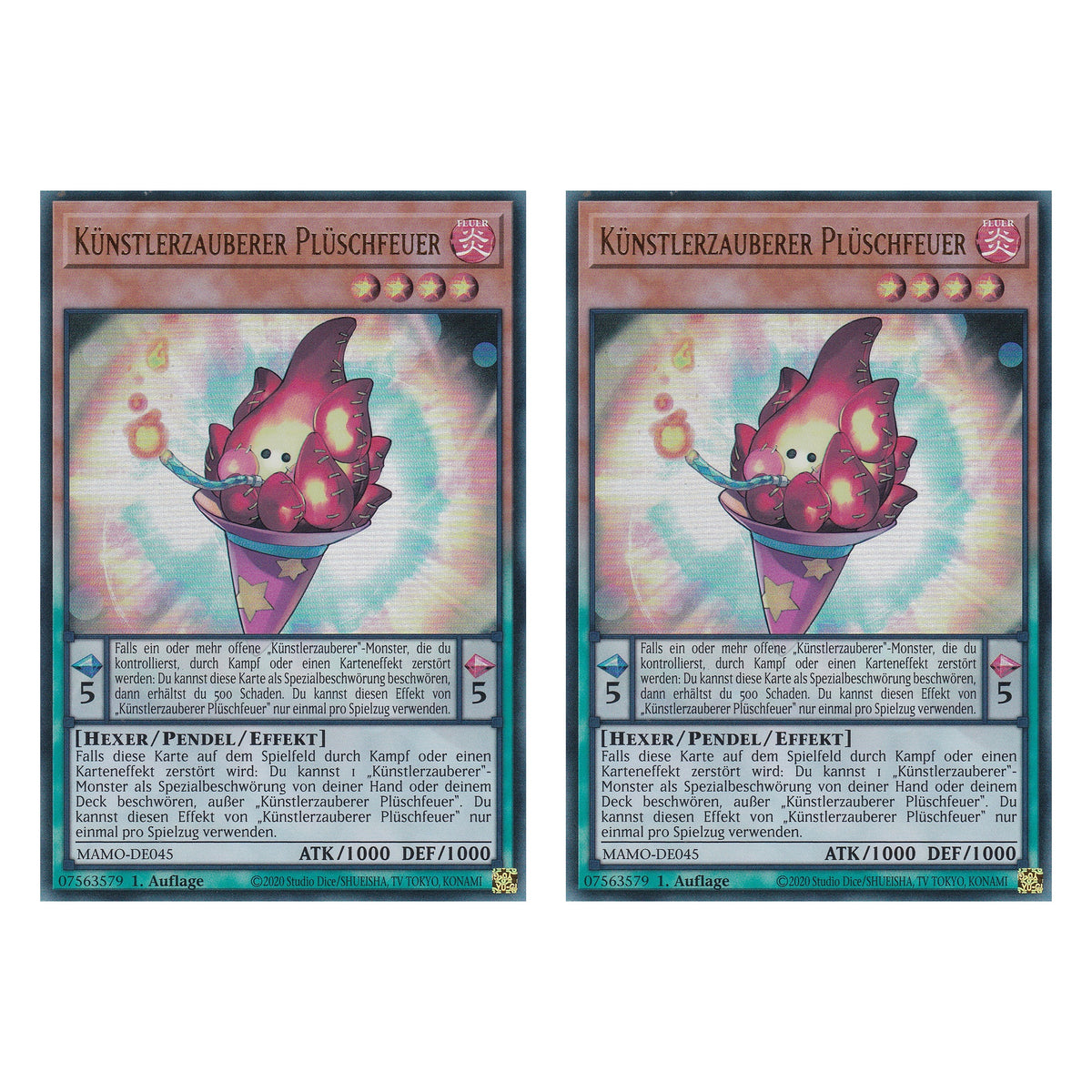 MAMO-DE045 - Künstlerzauberer Plüschfeuer - Ultra Rare - Deutsch - 1. Auflage - Magnificent Monsters - Duo Set (2 Stück) - Yu-Gi-Oh!
