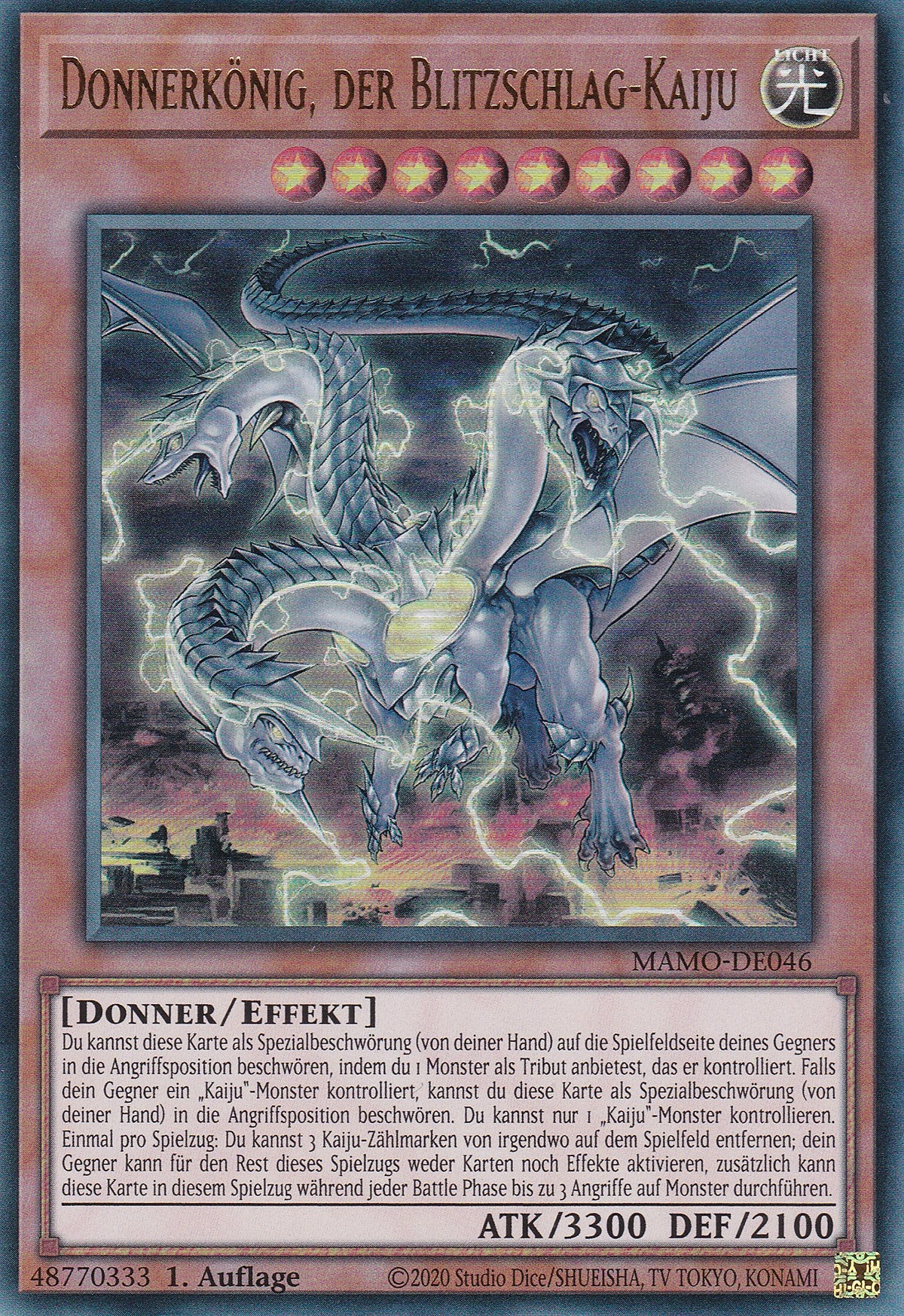 MAMO-DE046 - Donnerkönig, der Blitzschlag-Kaiju - Ultra Rare - Deutsch - 1. Auflage - Magnificent Monsters - Yu-Gi-Oh!