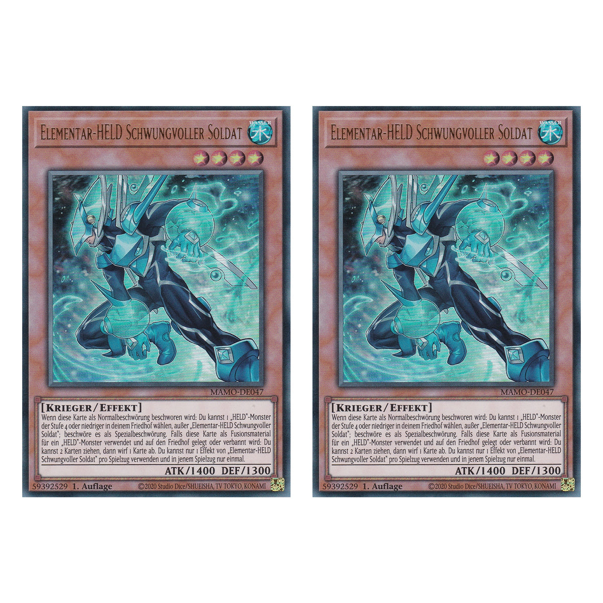 MAMO-DE047 - Elementar-HELD Schwungvoller Soldat - Ultra Rare - Deutsch - 1. Auflage - Magnificent Monsters - Duo Set (2 Stück) - Yu-Gi-Oh!