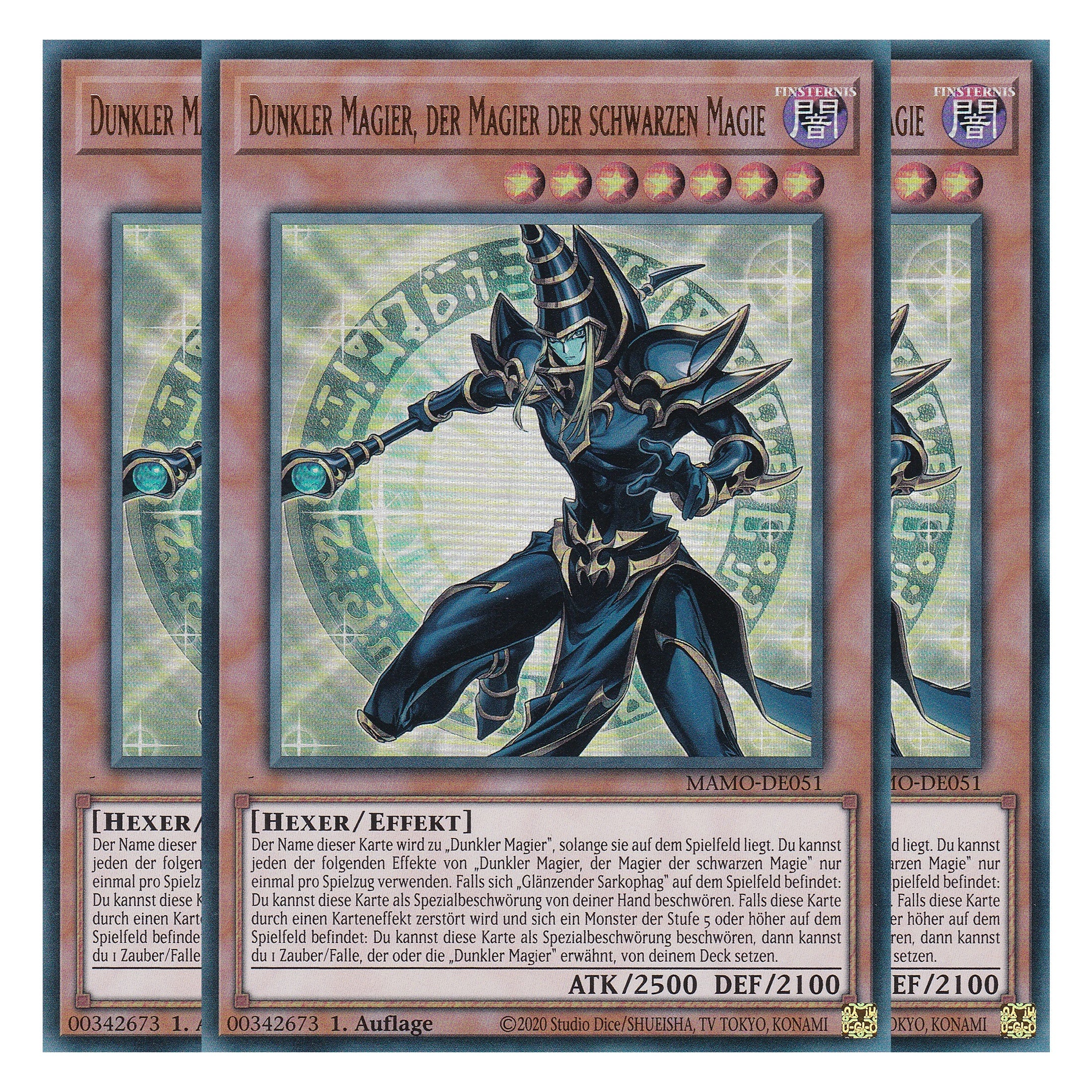 MAMO-DE051 - Dunkler Magier, der Magier der schwarzen Magie - Ultra Rare - Deutsch - 1. Auflage - Magnificent Monsters - Playset (3 Kopien) - Yu-Gi-Oh!