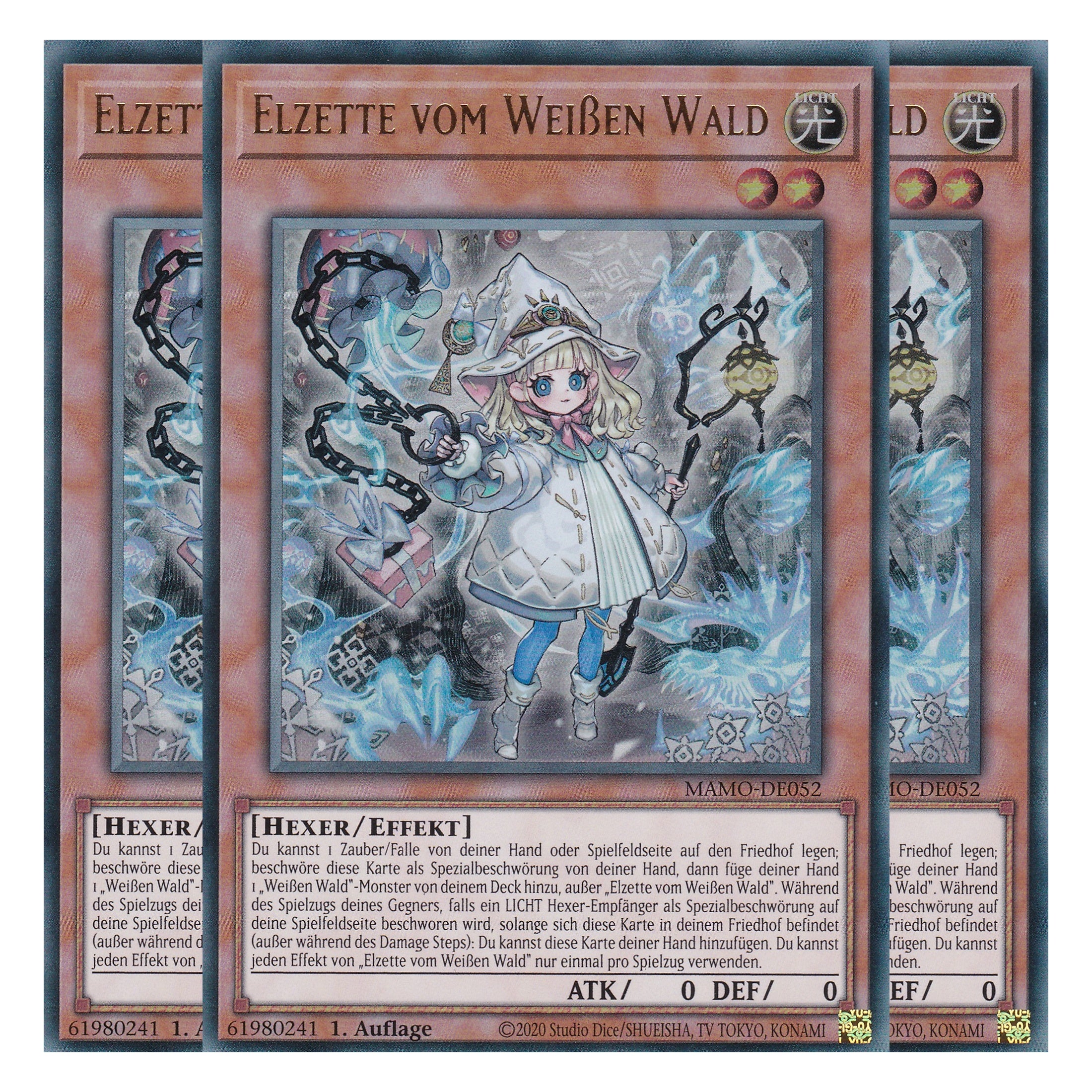 MAMO-DE052 - Elzette vom Weißen Wald - Ultra Rare - Deutsch - 1. Auflage - Magnificent Monsters - Playset (3 Kopien) - Yu-Gi-Oh!