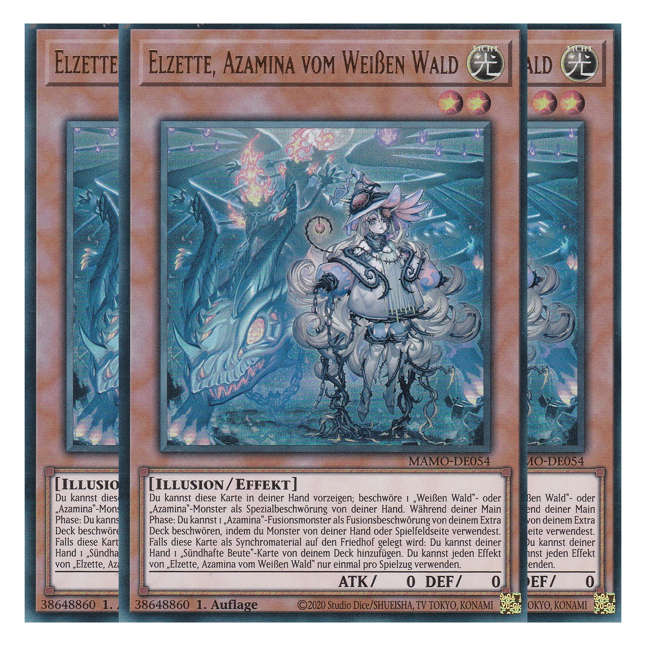 MAMO-DE054 - Elzette, Azamina vom Weißen Wald - Ultra Rare - Deutsch - 1. Auflage - Magnificent Monsters - Playset (3 Kopien) - Yu-Gi-Oh!