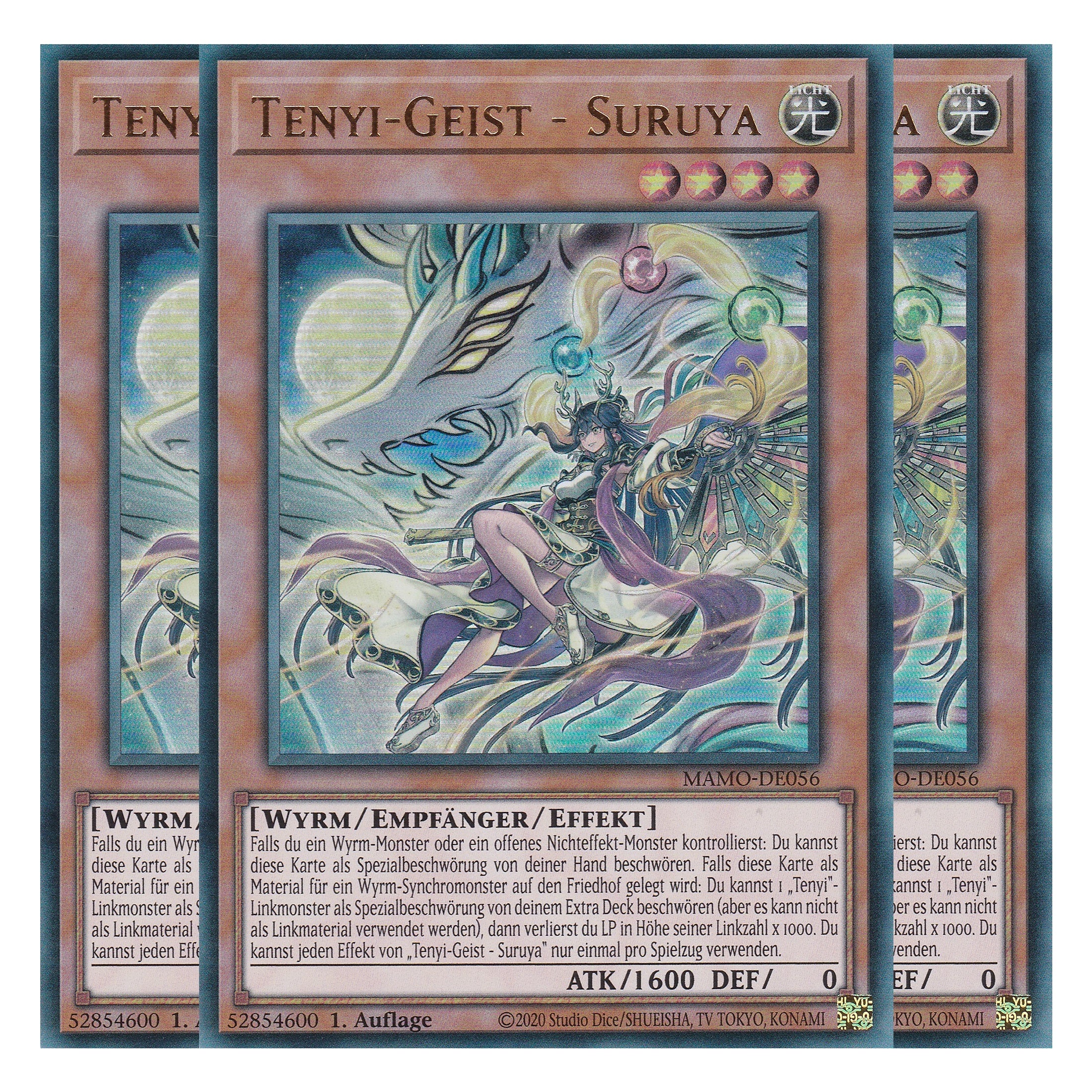 MAMO-DE056 - Tenyi-Geist - Suruya - Ultra Rare - Deutsch - 1. Auflage - Magnificent Monsters - Playset (3 Kopien) - Yu-Gi-Oh!