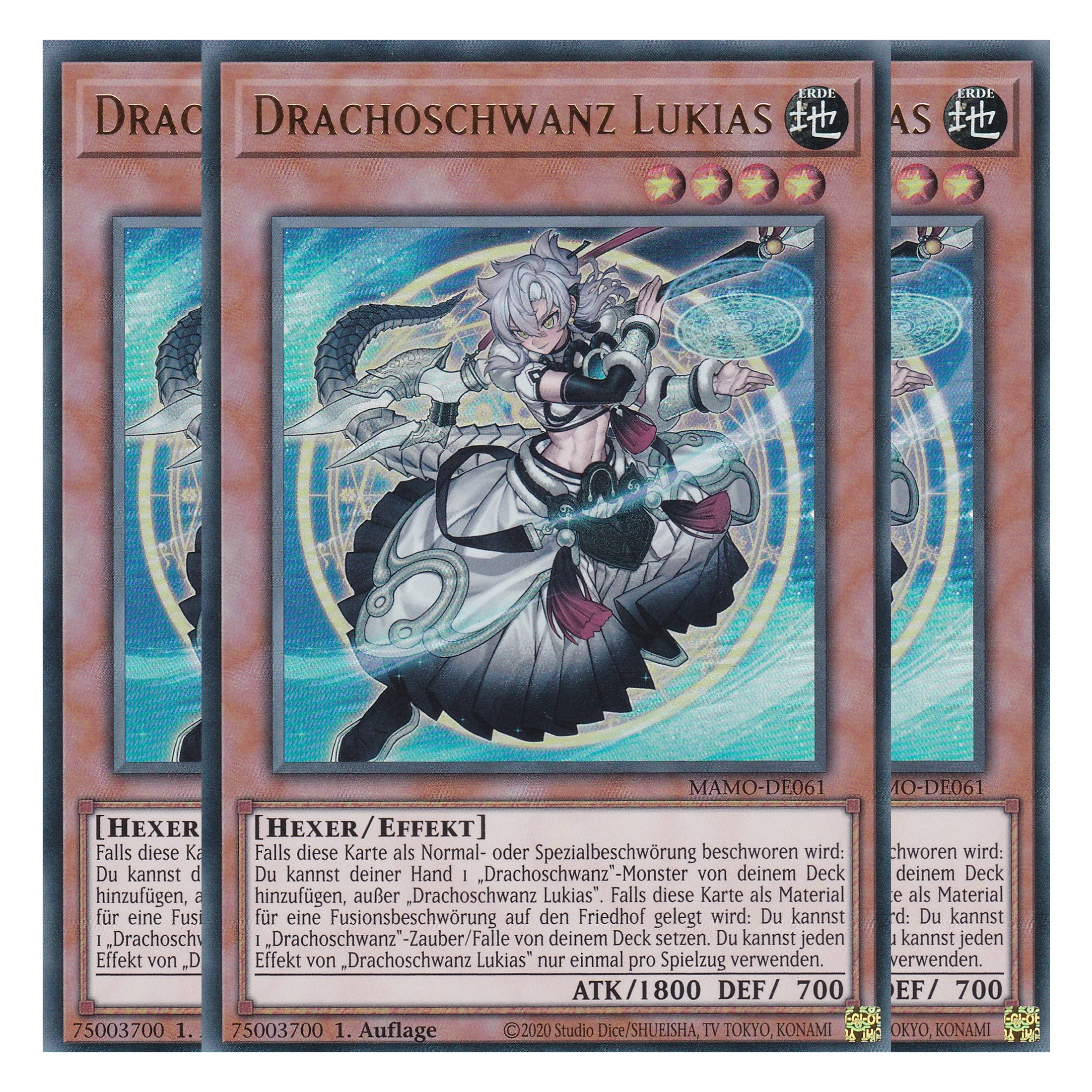 MAMO-DE061 - Drachoschwanz Lukias - Ultra Rare - Deutsch - 1. Auflage - Magnificent Monsters - Playset (3 Kopien) - Yu-Gi-Oh!