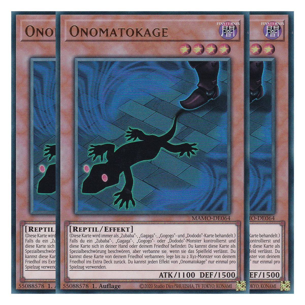 MAMO-DE064 - Onomatokage - Ultra Rare - Deutsch - 1. Auflage - Magnificent Monsters - Playset (3 Kopien) - Yu-Gi-Oh!