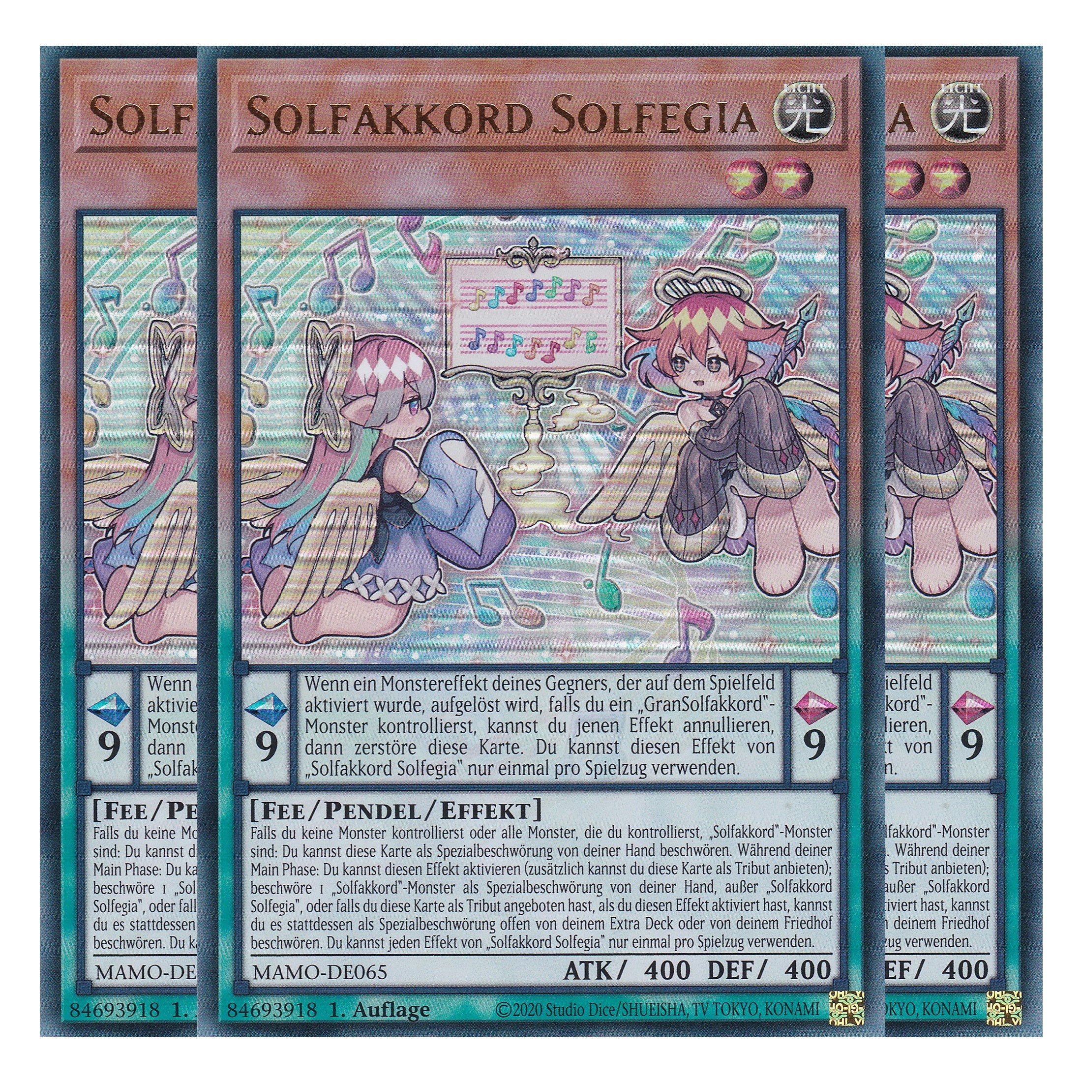 MAMO-DE065 - Solfakkord Solfegia - Ultra Rare - Deutsch - 1. Auflage - Magnificent Monsters - Playset (3 Kopien) - Yu-Gi-Oh!