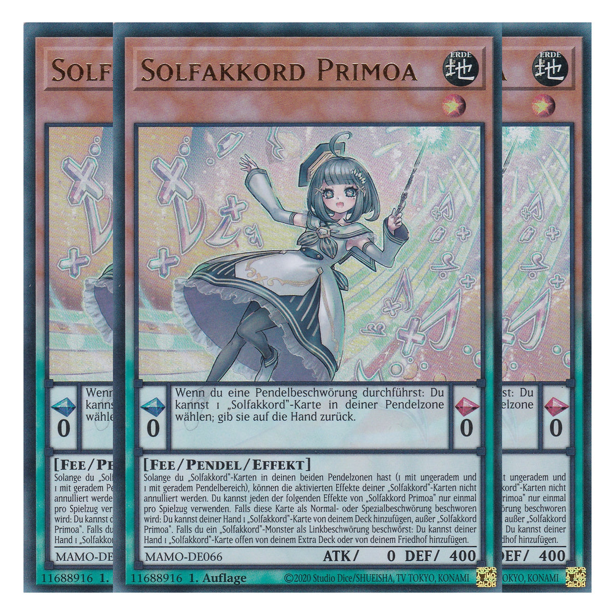 MAMO-DE066 - Solfakkord Primoa - Ultra Rare - Deutsch - 1. Auflage - Magnificent Monsters - Playset (3 Kopien) - Yu-Gi-Oh!
