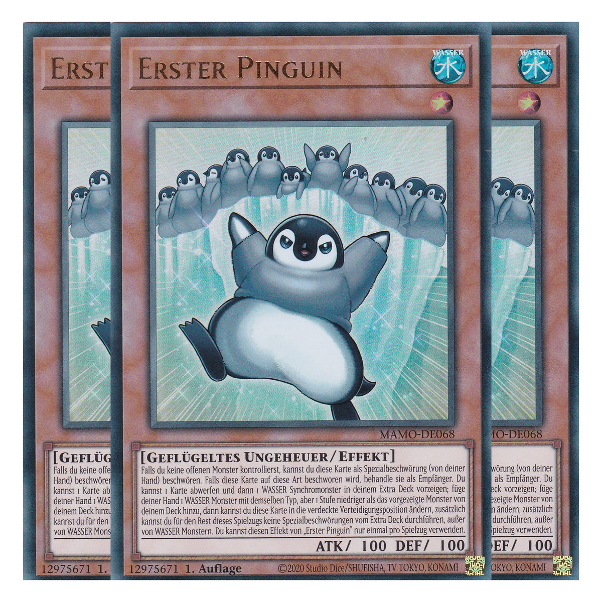 MAMO-DE068 - Erster Pinguin - Ultra Rare - Deutsch - 1. Auflage - Magnificent Monsters - Playset (3 Kopien) - Yu-Gi-Oh!